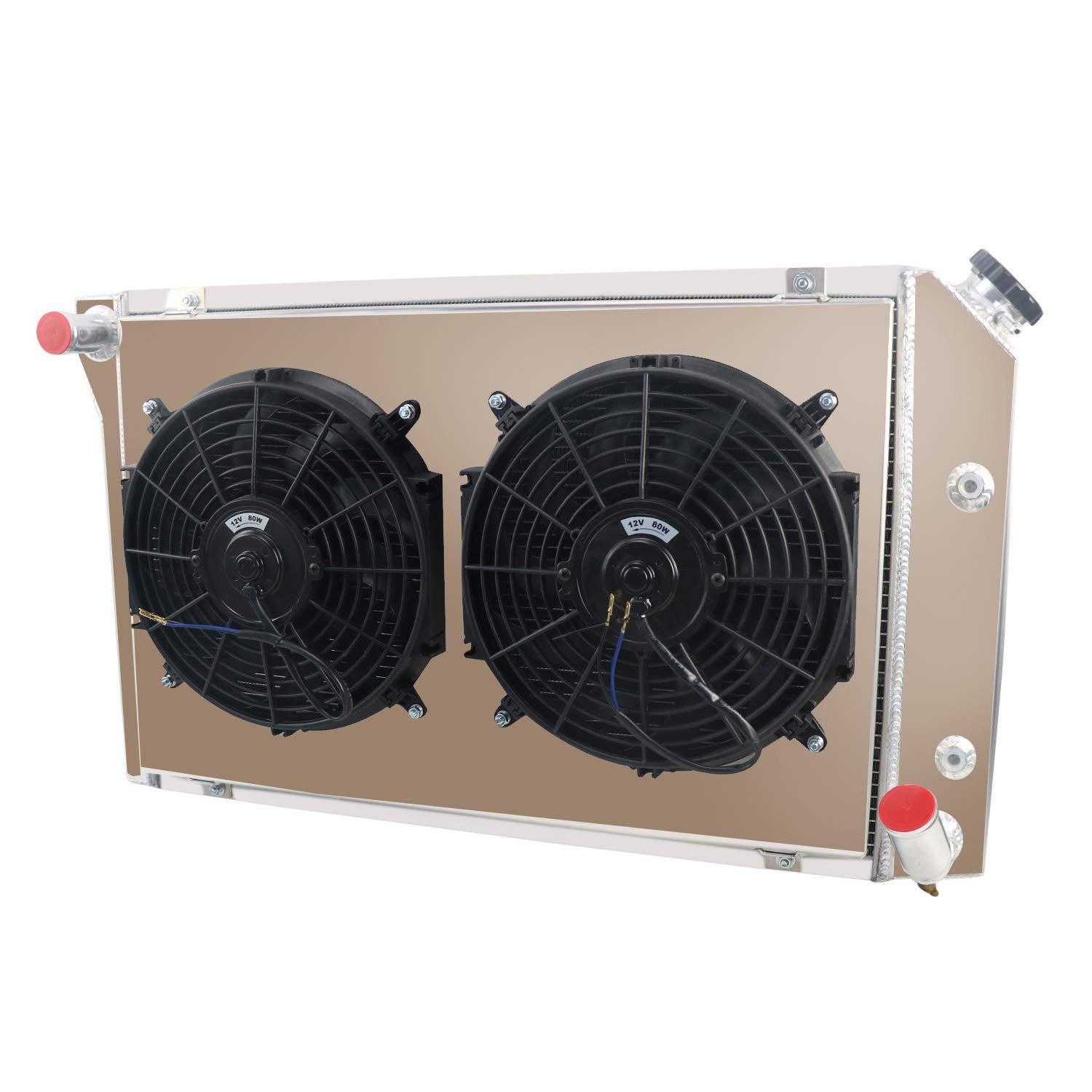 Racing Cooling Aluminum Radiator 3-Row Shroud Fans Kit Corvette C3 1977-1982