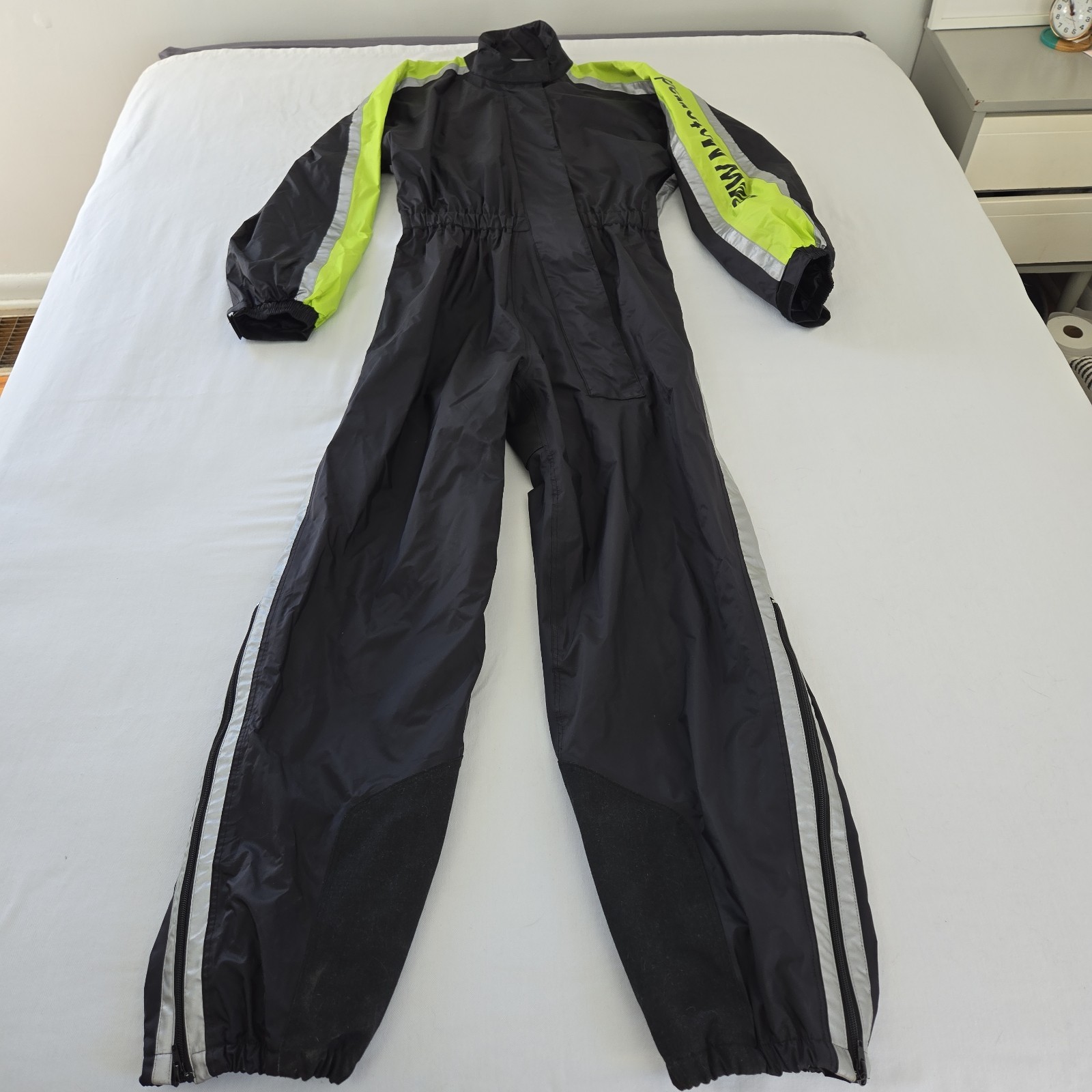 BMW Motorrad Rain Suit One-Piece Black Neon XL Waterproof Motorcycle Jumpsuit
