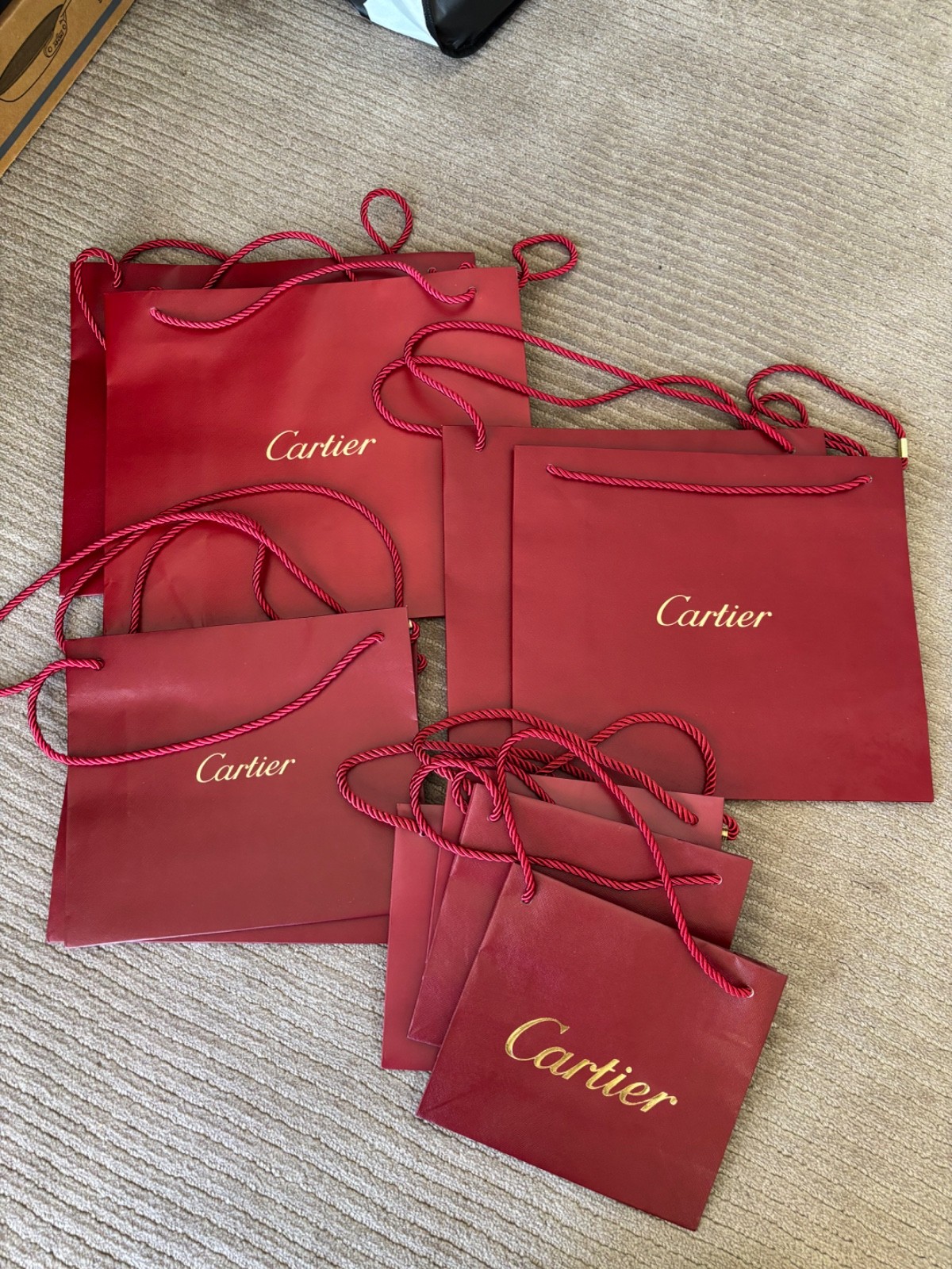 Brand New Cartier 100% Authentic Gift Bag Totes Various Sizes (See below) RED Brand New Cartier 100% Authentic Gift Bag Totes Various Sizes (See below) RED