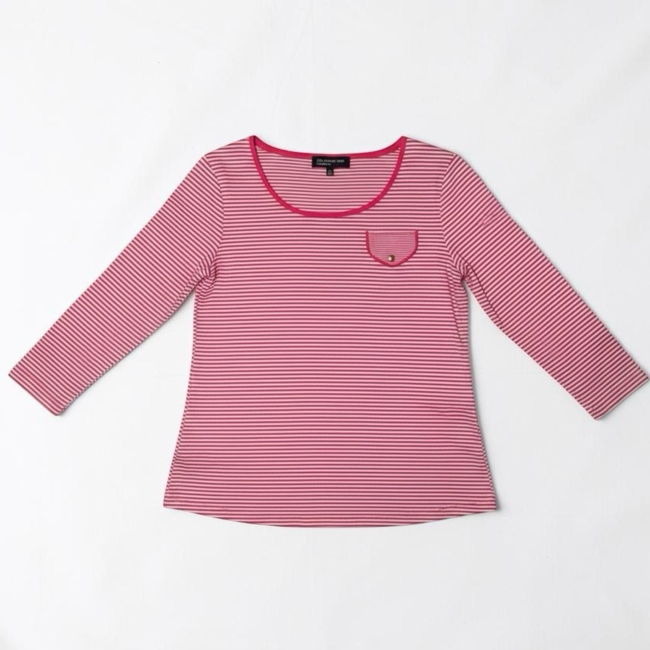 Jones New York Signature Women\'s Pink And White Striped Long Sleeve Shirt Size L Jones New York Signature Women\'s Pink And White Striped Long Sleeve Shirt Size L
