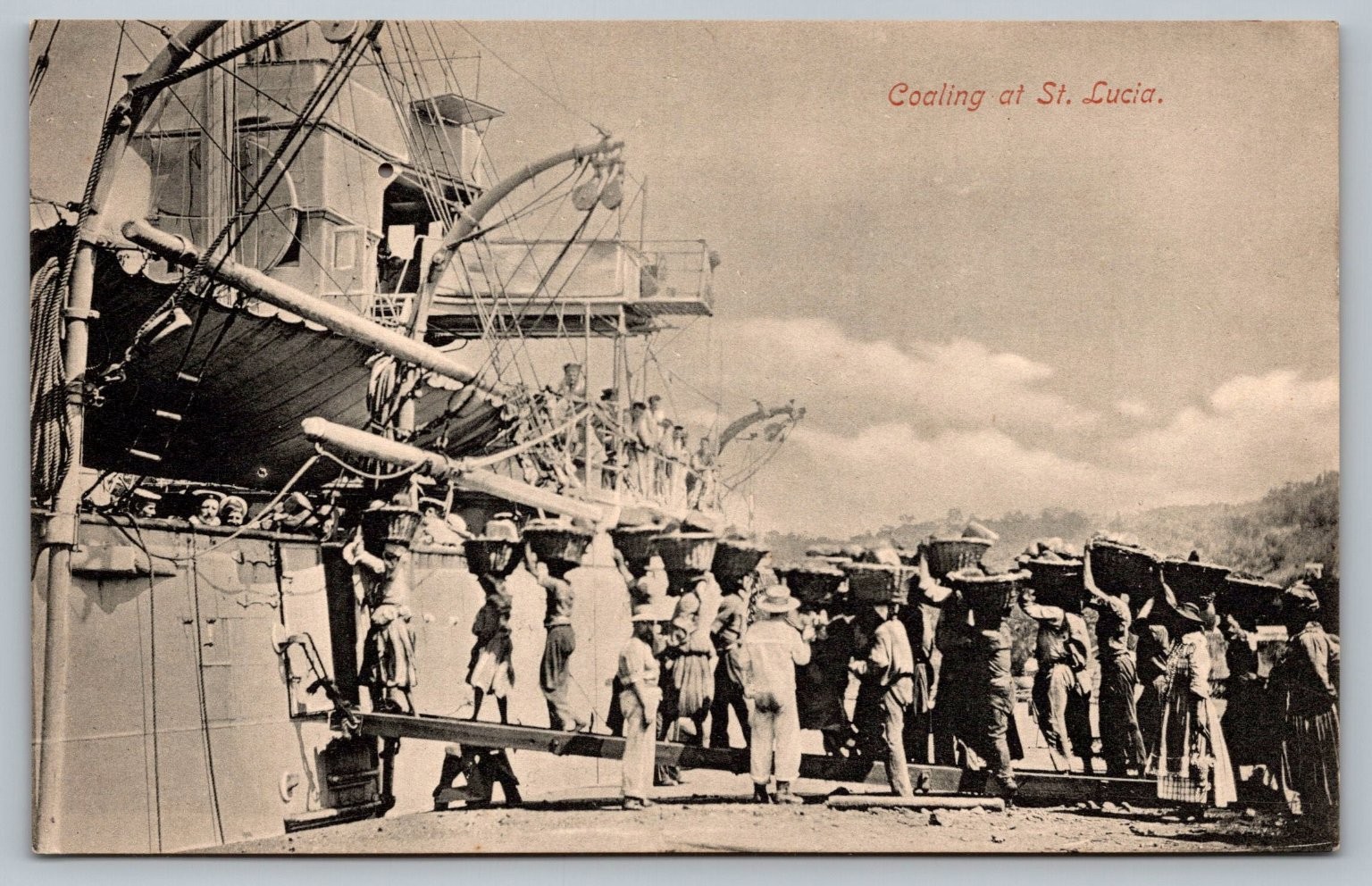 Postcard Coaling at St. Lucia West Indies Westall & Co. Ship Scene Postcard Coaling at St. Lucia West Indies Westall & Co. Ship Scene