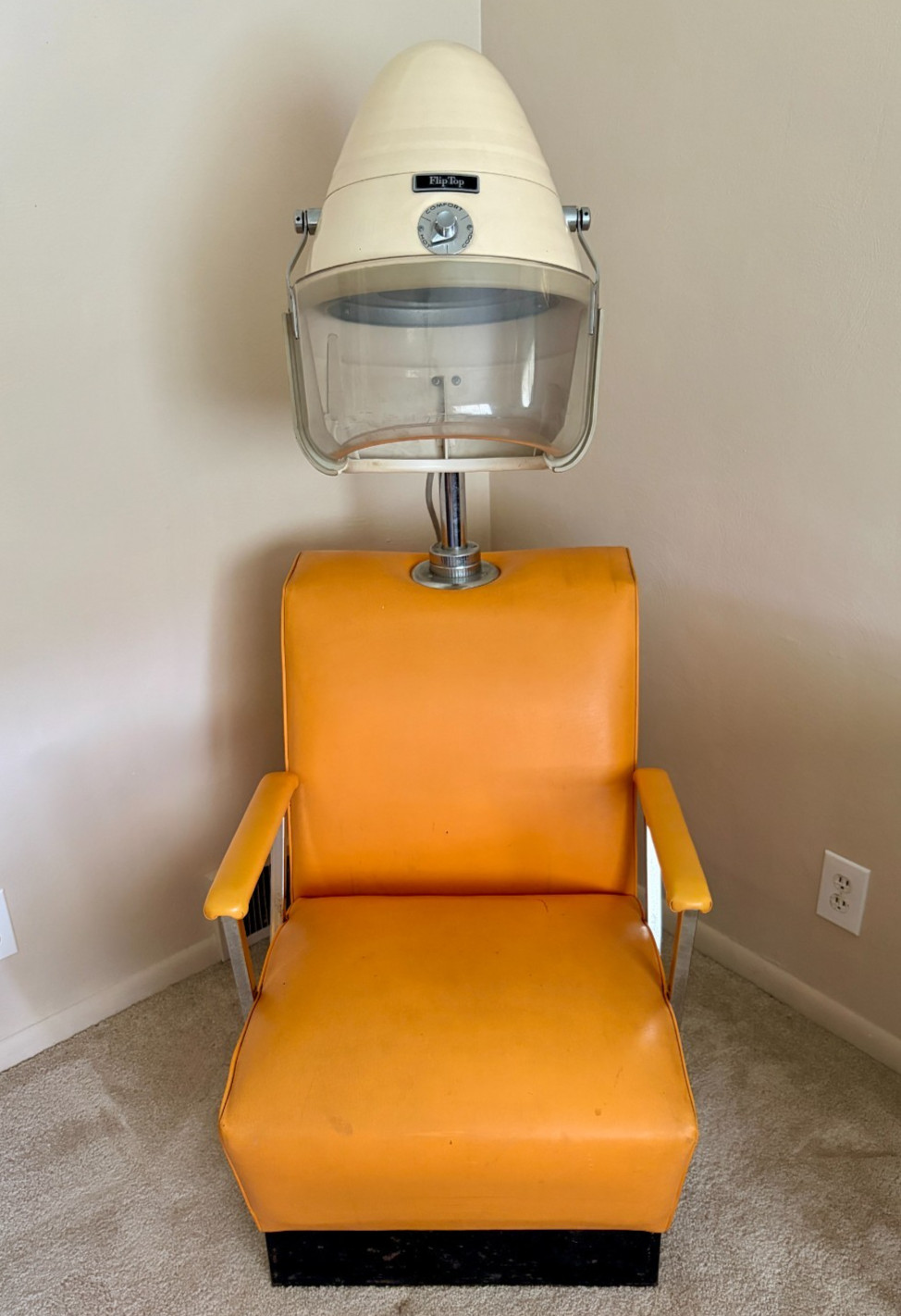 Vintage 1960s Bonat Flip Top Salon Hair Dryer Chair MCM Beauty Parlor Model 121