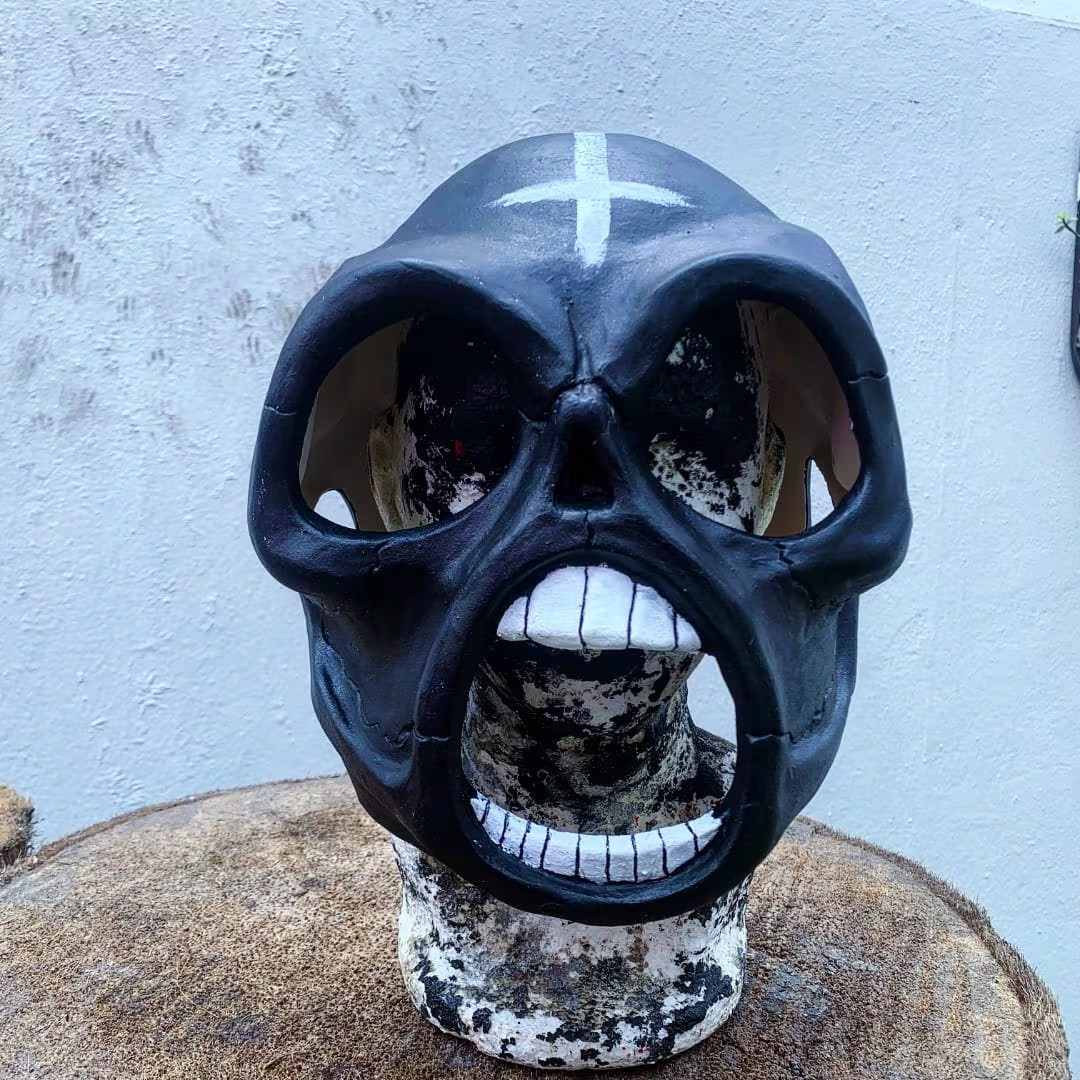 slipknot style iowa sid black skull mask rock metal halloween prop 1999