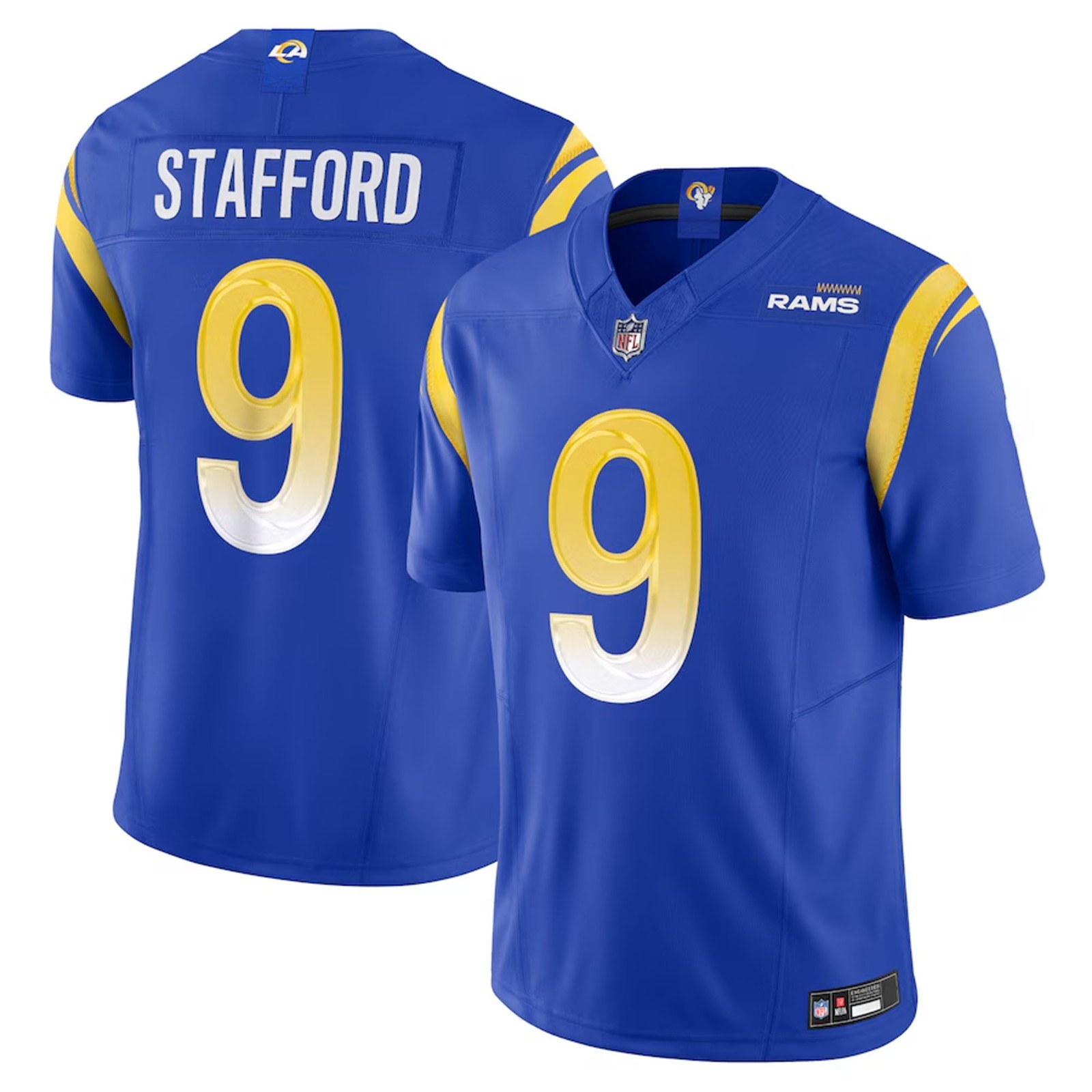 New Rams Men's #9 Matthew Stafford Limited Game Player All Stitched Jersey All