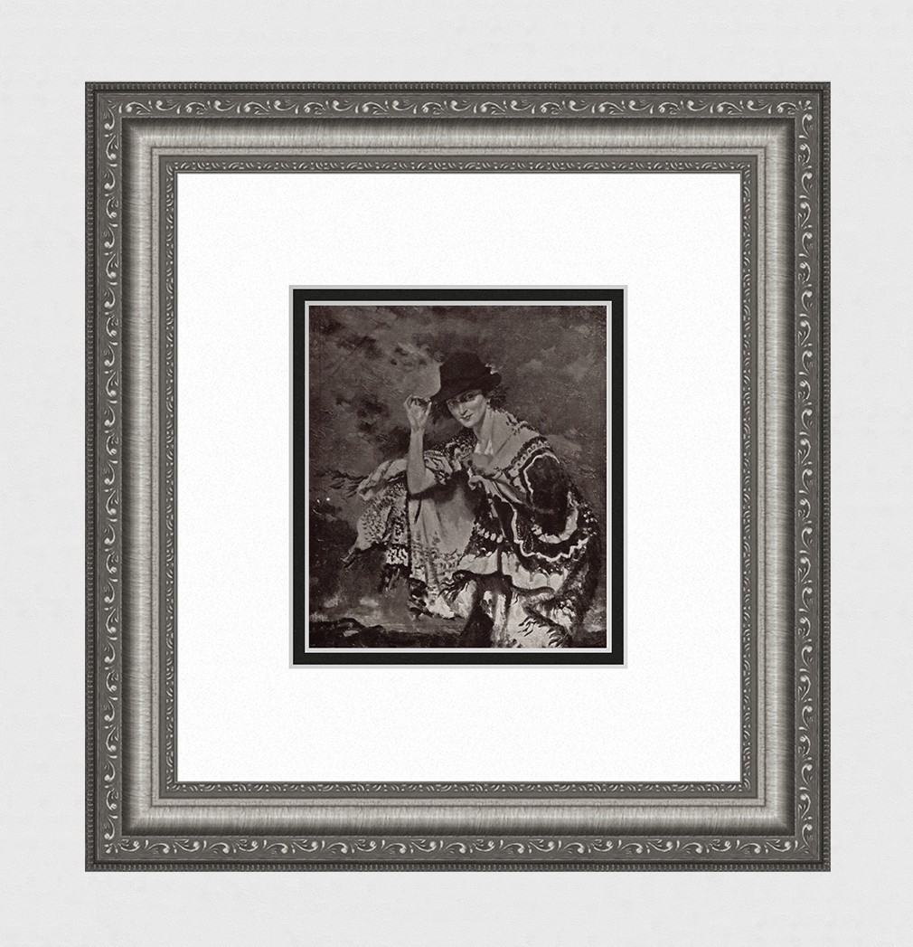 William Orpen Antique Portrait  Arran Islander in traditional Attire Framed COA