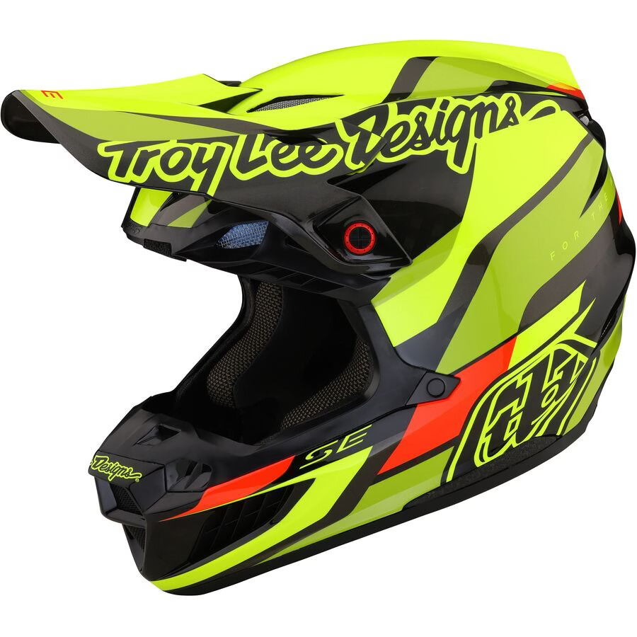 Troy Lee Designs 2023 SE5 Carbon Helmet With MIPS - Omega - Black/Flo Yellow,