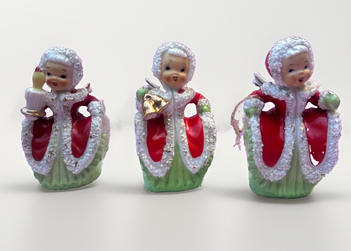 Vintage Lefton Christmas Trio of Angel Bells Spaghetti Trim Set Of 3 Vintage Lefton Christmas Trio of Angel Bells Spaghetti Trim Set Of 3