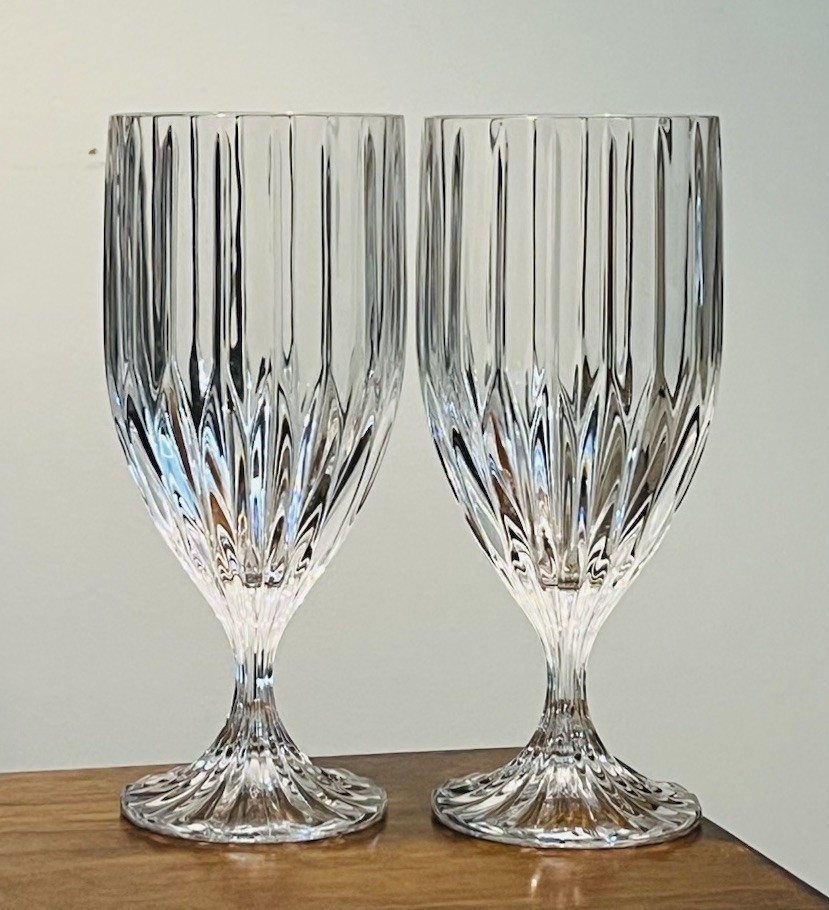 2 VTG  MIKASA  Park Lane Crystal Ice Tea Glasses 7.25” Discontinued Germany 12oz
