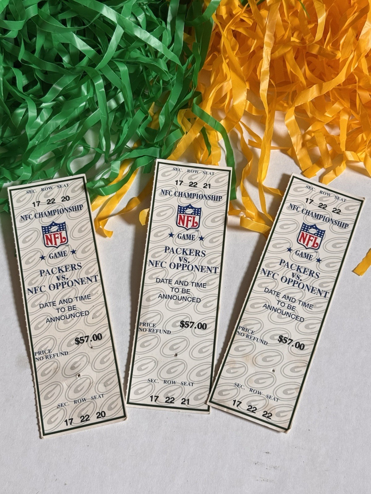 Green Bay Packers NFC Championship Game Tickets Lot of 3 Consecutive Seats