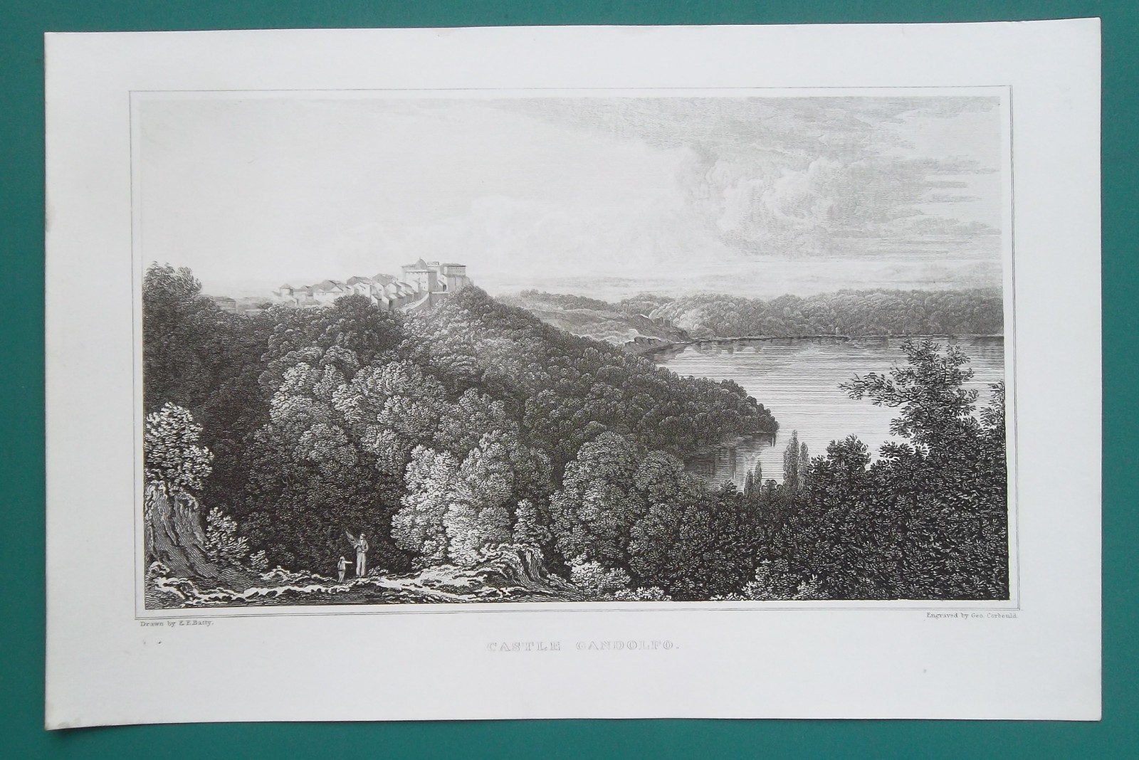 ITALY Castel Gandolfo on Lake Albano - 1821 Antique Print by Miss Batty