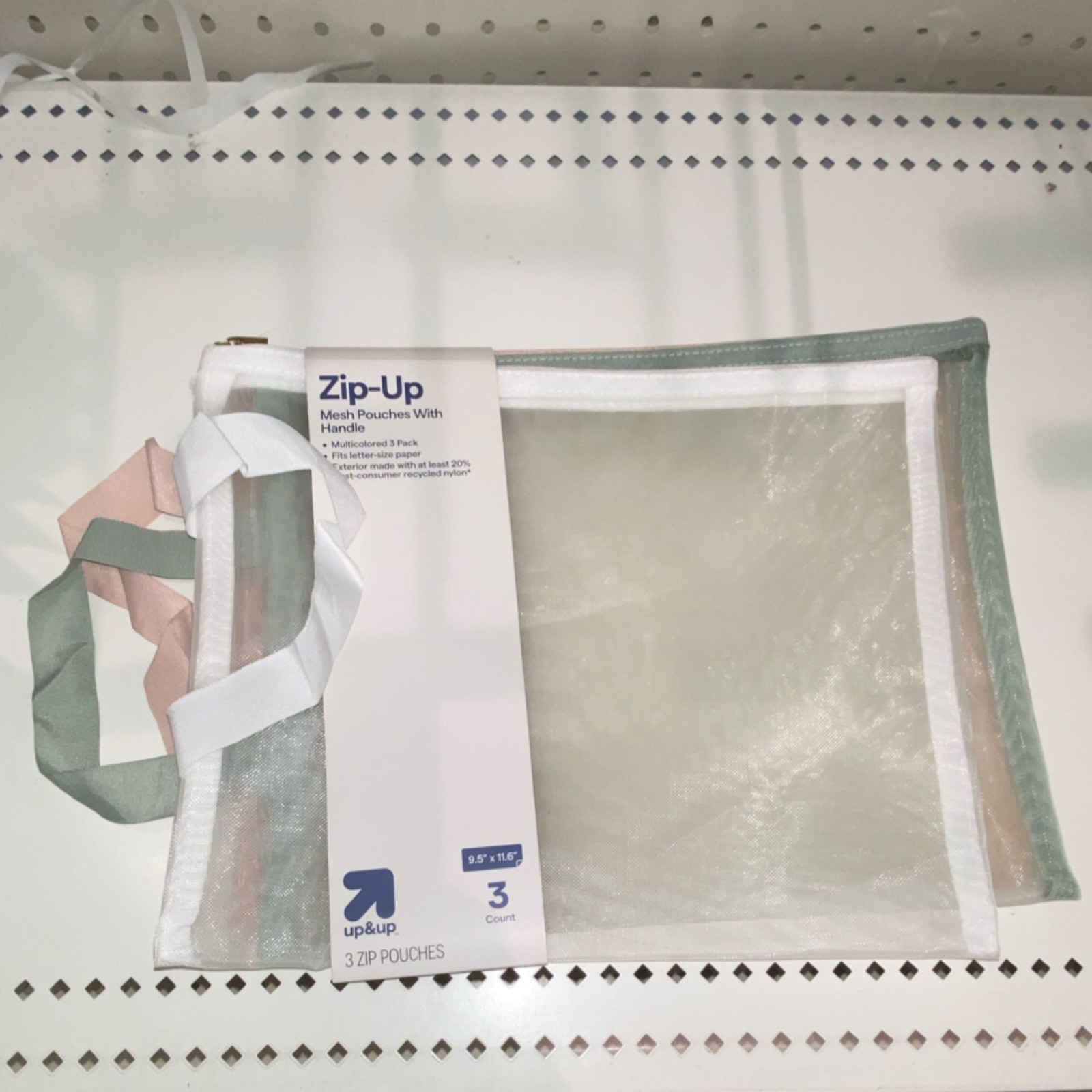 up&up Zip-Up Mesh Pencil Case 3-Pack White Pink Green Solid with Handles up&up Zip-Up Mesh Pencil Case 3-Pack White Pink Green Solid with Handles