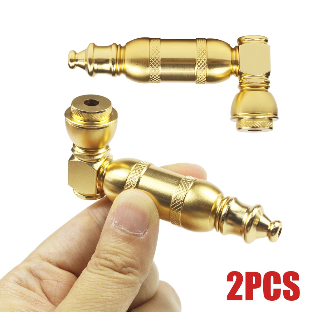 2x Handmade Real USA Brass Metal Tobacco Smoking Pipe Brass Cooling Chamber