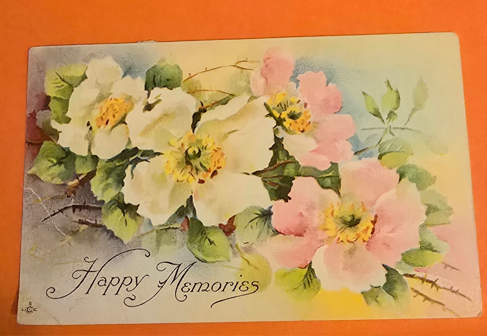 Antique Happy Memories Floral Rose Postcard Early 1900s Posted Pennsylvania Antique Happy Memories Floral Rose Postcard Early 1900s Posted Pennsylvania