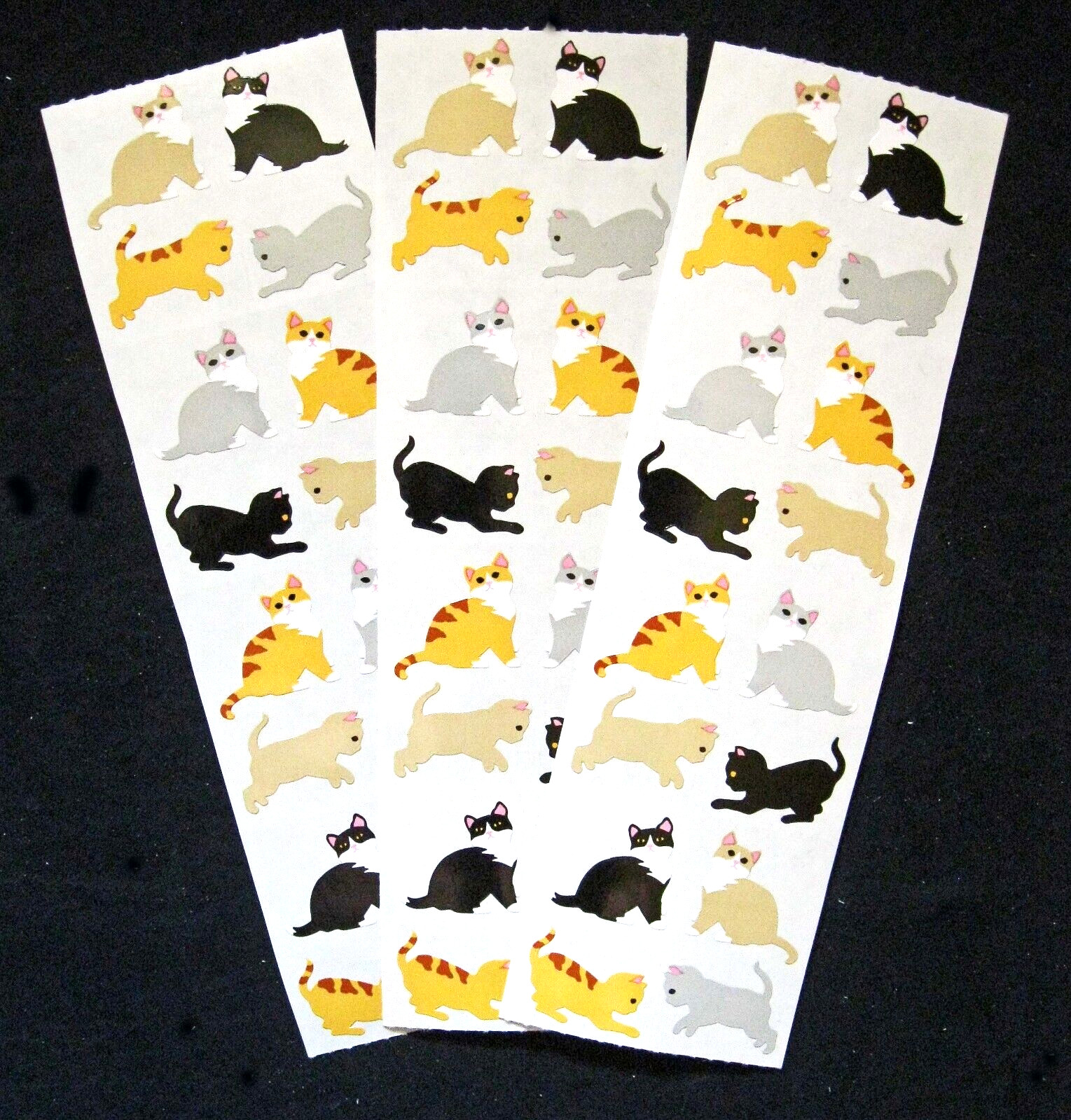 Mrs Grossman Three Vintage 2x6 inch \'Kittens\' Sticker Sheets Mrs Grossman Three Vintage 2x6 inch \'Kittens\' Sticker Sheets