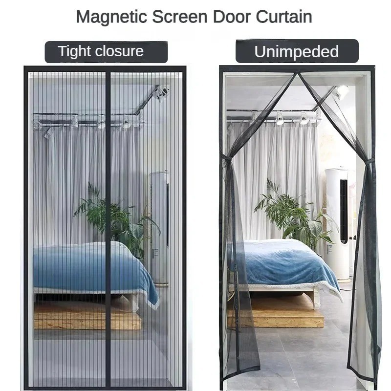 Magnetic Screen Door Mesh Curtain Durable Heavy Duty Mosquito Net Bug Hands Free