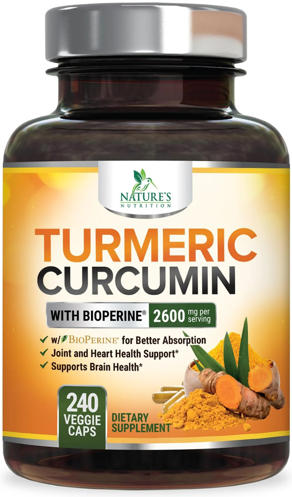 Turmeric Curcumin 2600mg w/ BioPerine Black Pepper Triple Strength Capsules