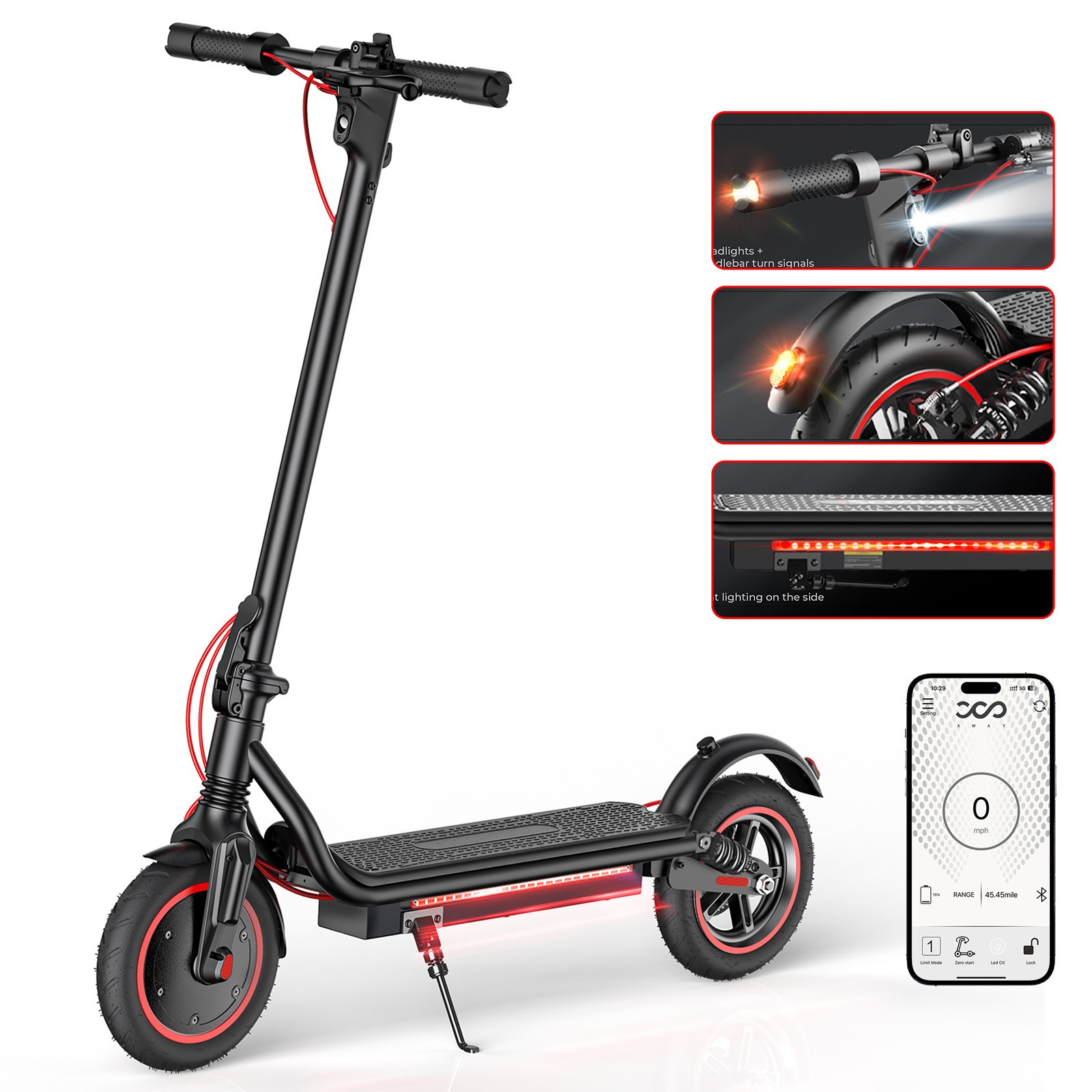 Electric Scooter Adults 650W Folding Commuting E-Scooter w/ APP 22MPH Max Speed