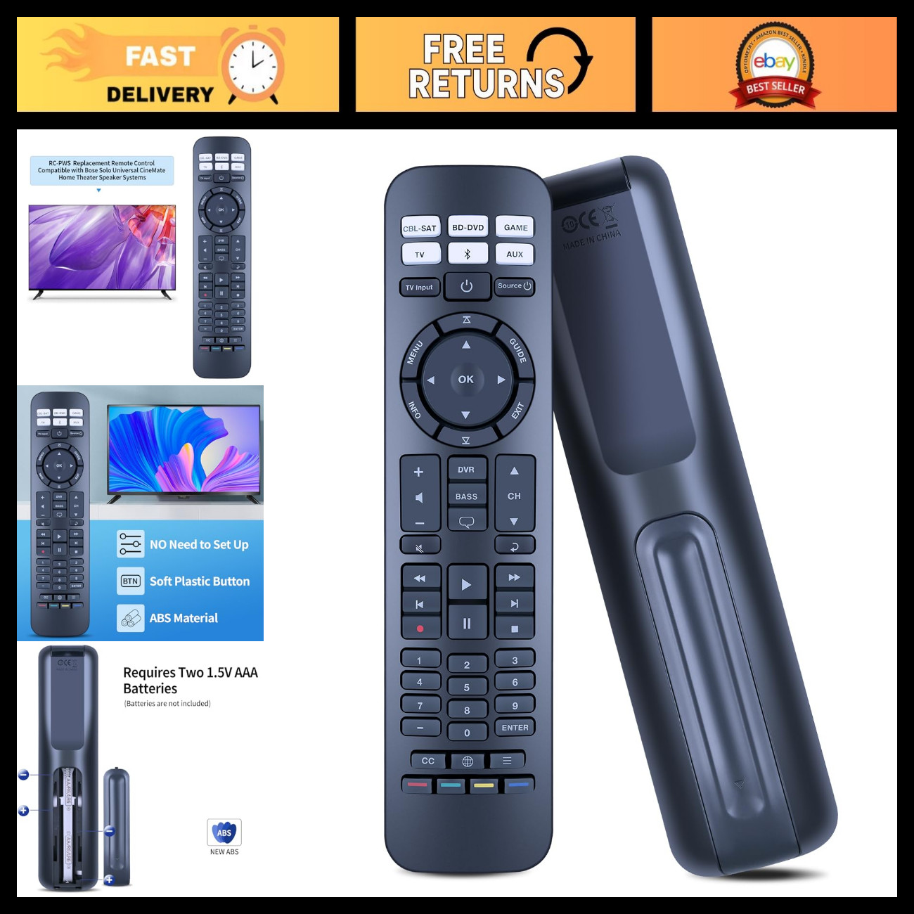 Universal Replacement Remote Control for Bose Cinemate Sound Systems & Speakers