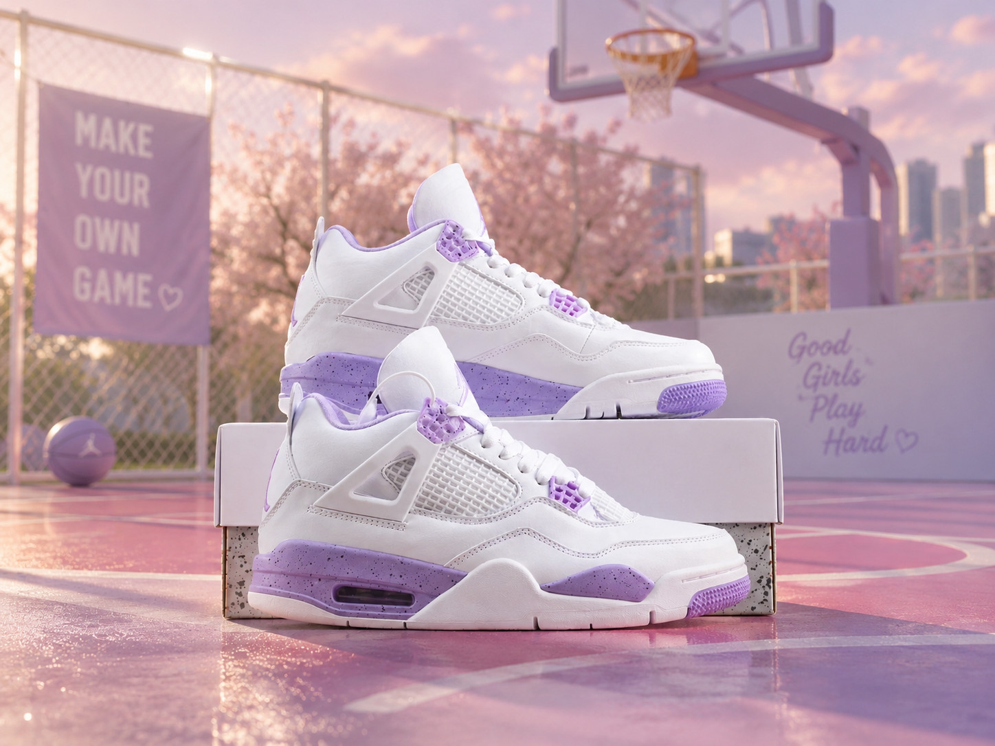 Women's Jordan 4 White Purple Oreo Size US 5.5-11 NEW