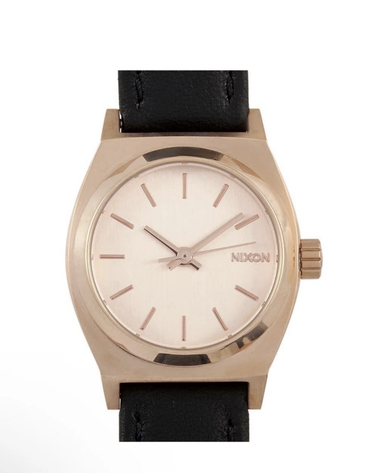🔥Nixon Women\'s Small Time Teller Rose Gold-Tone Watch with Black Leather Band 🔥Nixon Women\'s Small Time Teller Rose Gold-Tone Watch with Black Leather Band