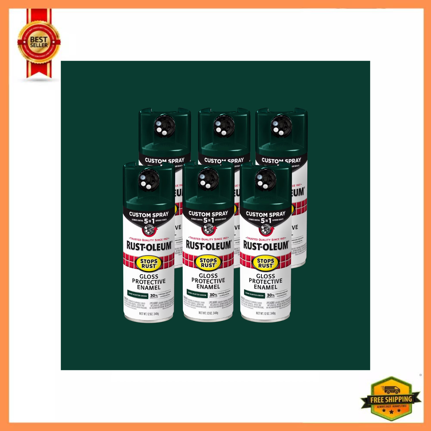 Rust-Oleum 376902 Stops Rust Custom Spray Dark Hunter Green 6 Pack Rust-Oleum 376902 Stops Rust Custom Spray Dark Hunter Green 6 Pack