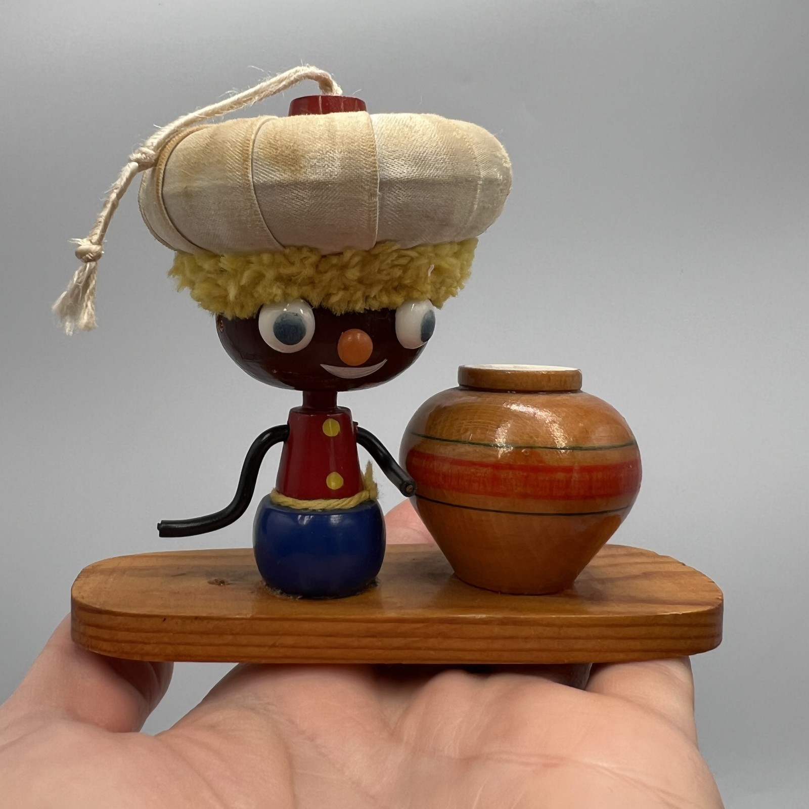Vintage Primitive Game Children Wood Fabric Figurines Toys USSR Artel Doll Flour