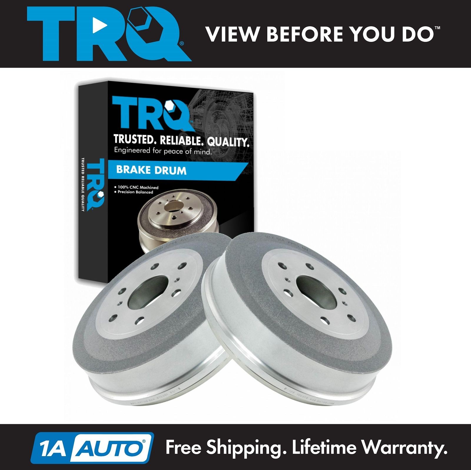 TRQ Brake Drum LH RH Rear 2pc Set Fits 2009-13 Chevrolet Silverado 1500