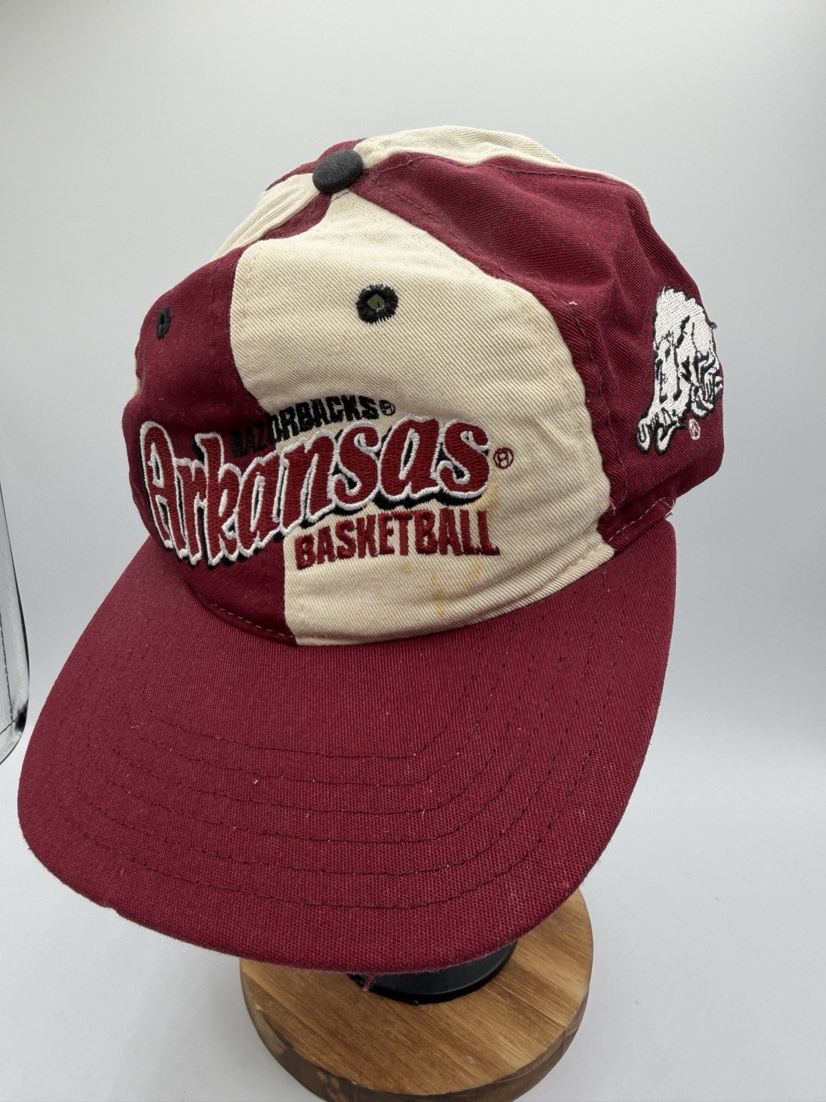 VTG 1990s Arkansas Razorbacks Basketball Snapback Hat Twins Enterprise Grey Brim
