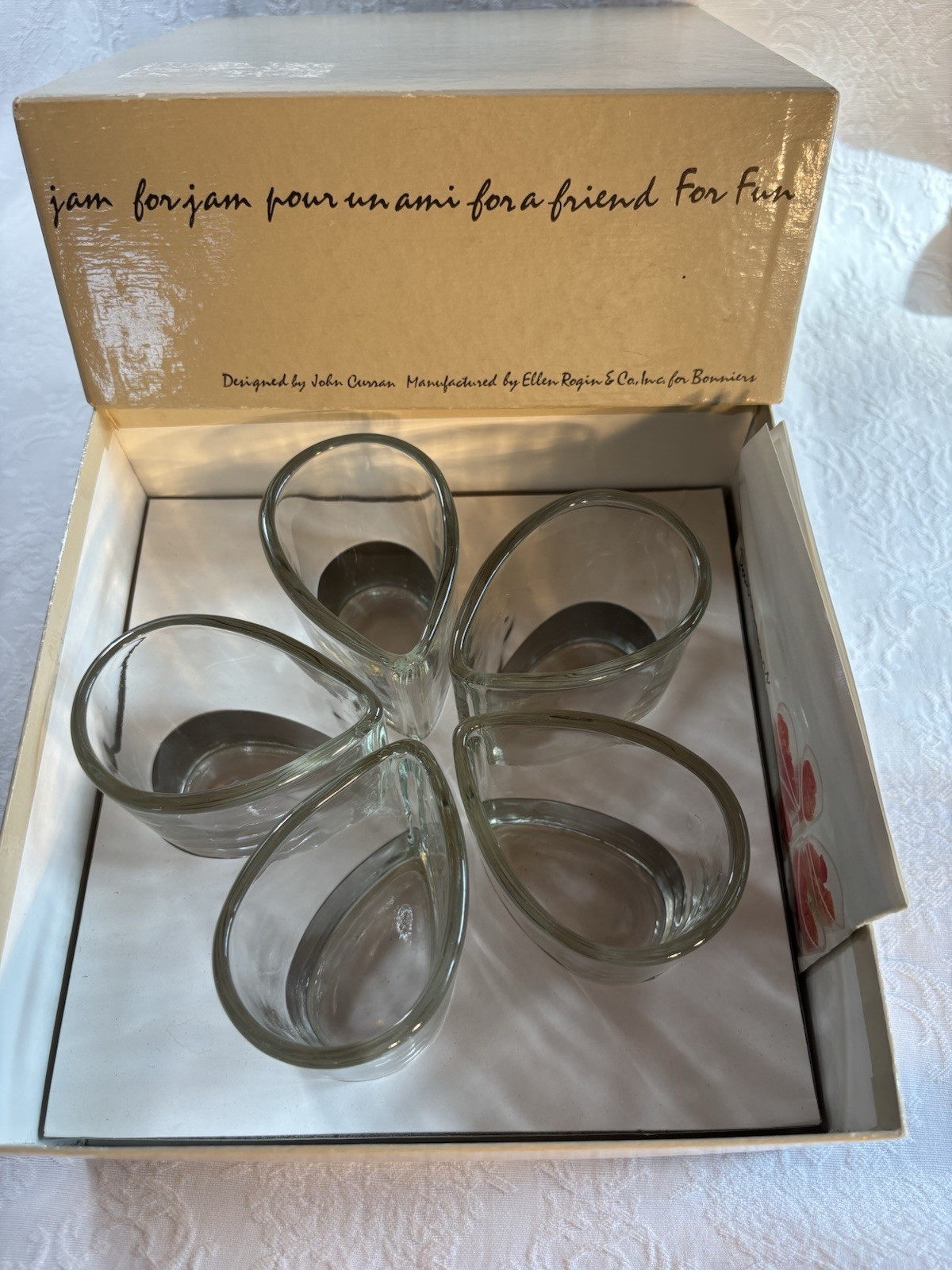 MCM John Curran for Ellen Rogin Pour Les Fleurs 5 Glass Vessels Original Box EUC