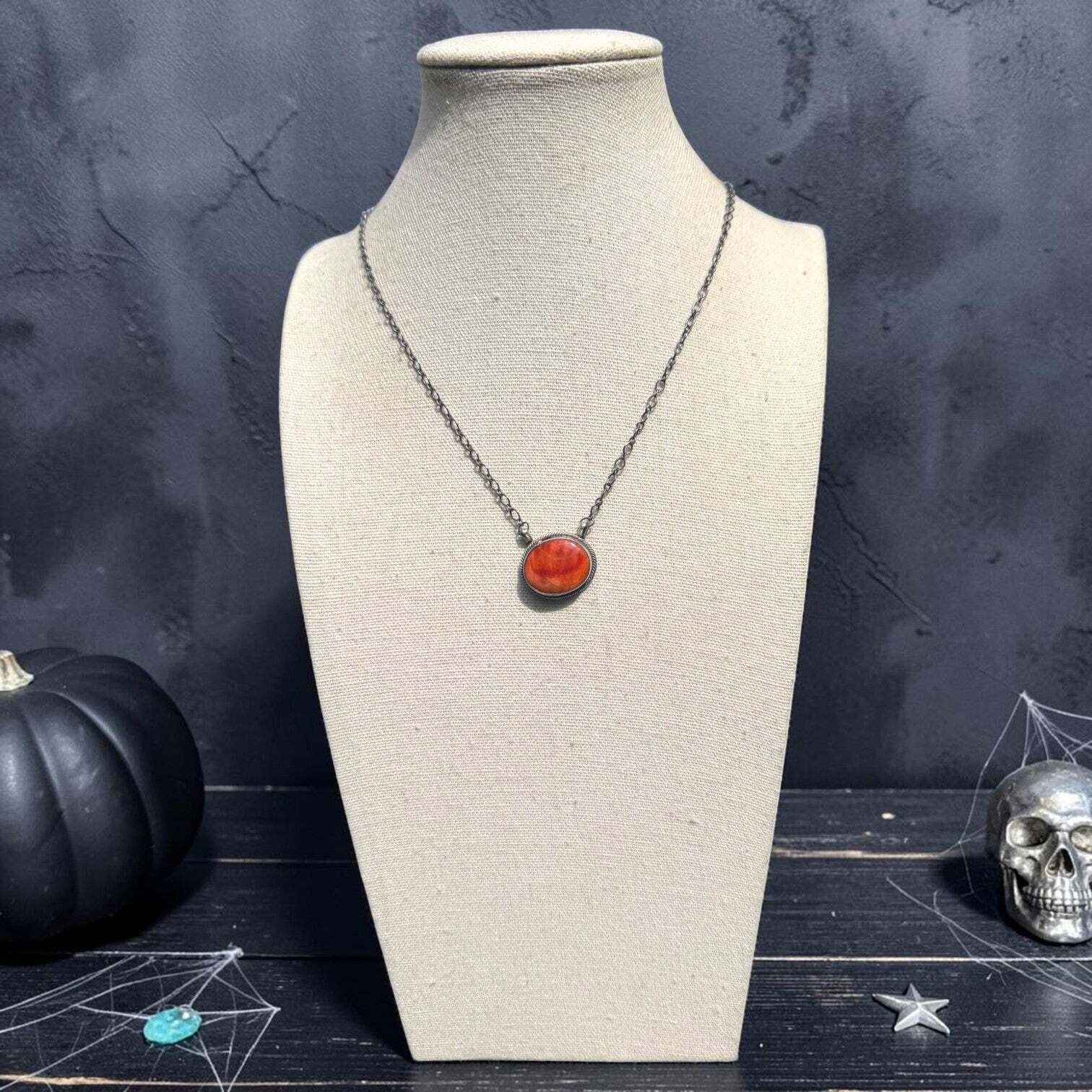 Orange Spiny Oval Bar Necklace — Antoinette Martinez Orange Spiny Oval Bar Necklace — Antoinette Martinez