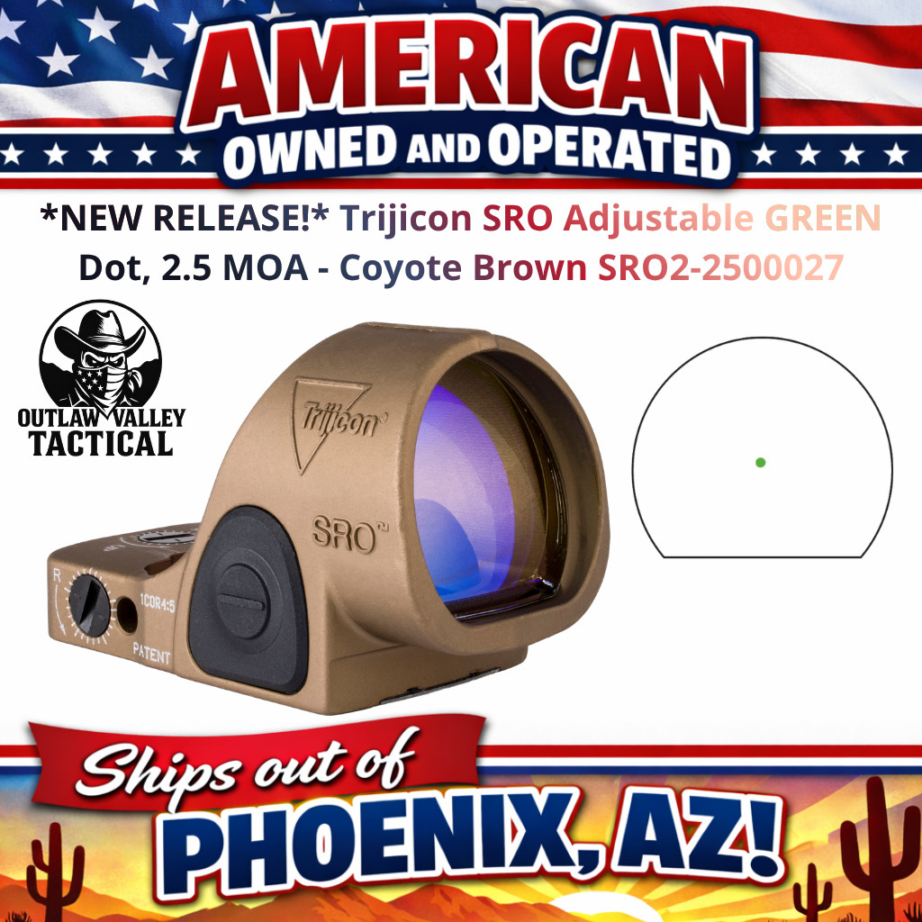Trijicon SRO Adjustable GREEN Dot, 2.5 MOA - Coyote Brown SRO2-2500035