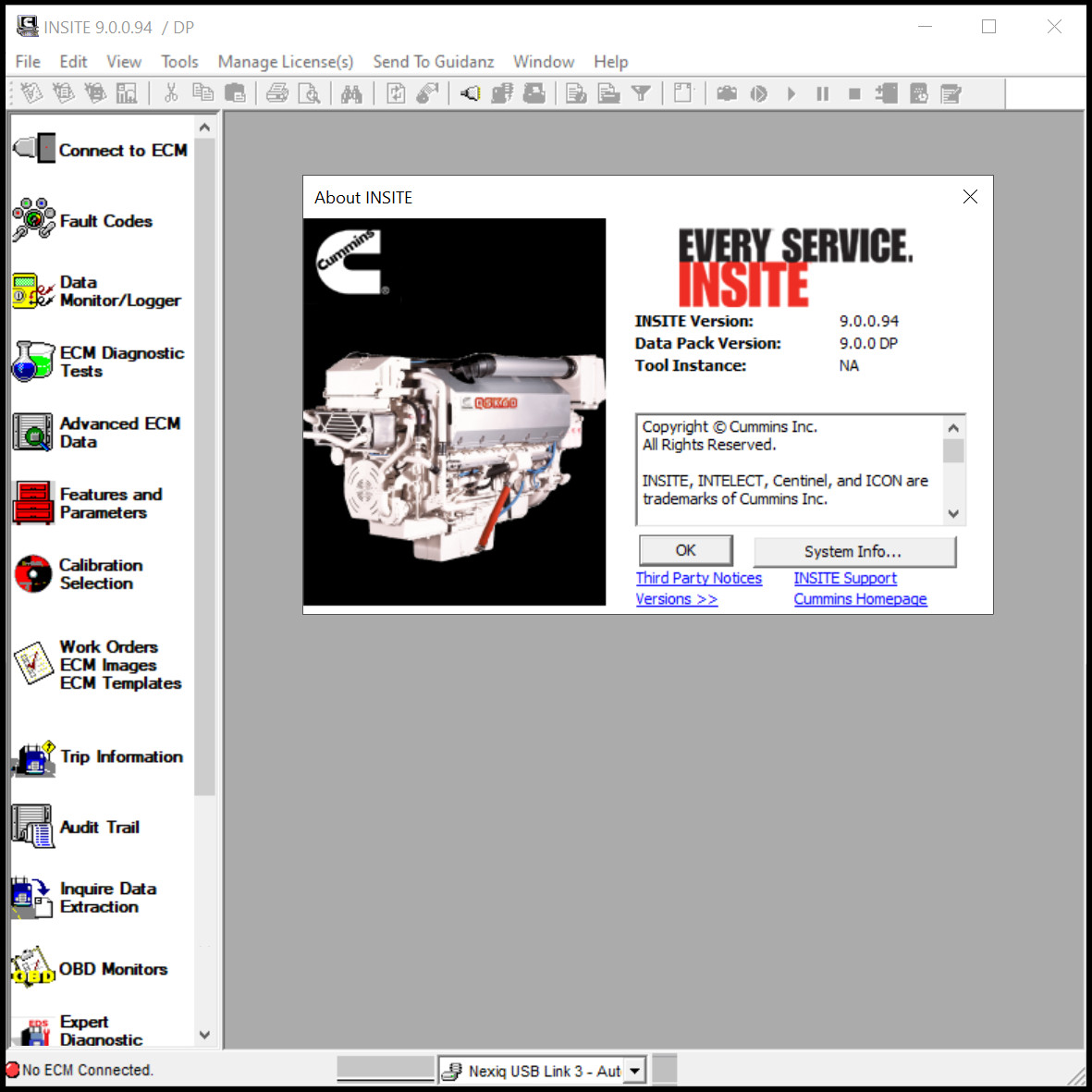 for CUMMINS Inline/Nexiq Link INSITE 9.3 PRO Diagnostic Tool