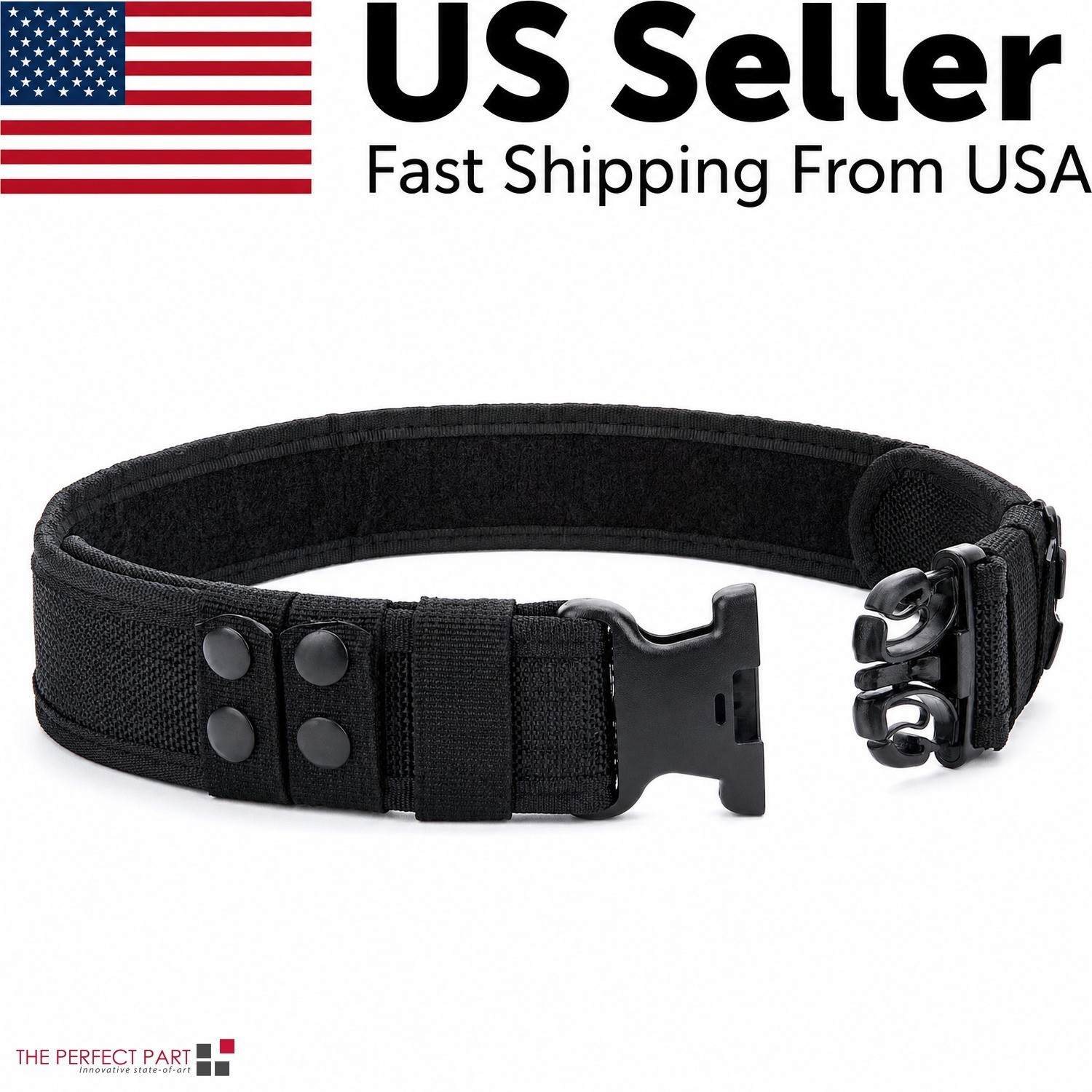 Black Tactical EMT Security Guard Police SWAT Duty Utility Belt Nylon Adjustable