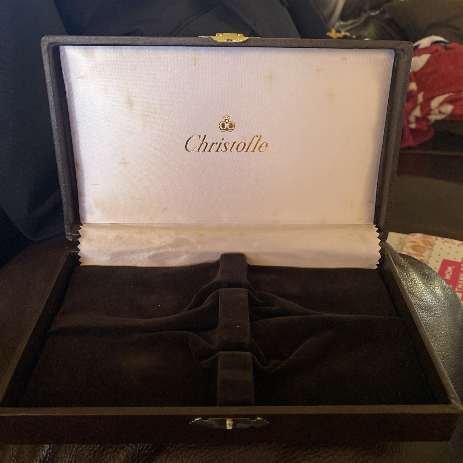 Authentic Christofle Malmaison Silver Plate Spoon & Fork Box Only Authentic Christofle Malmaison Silver Plate Spoon & Fork Box Only