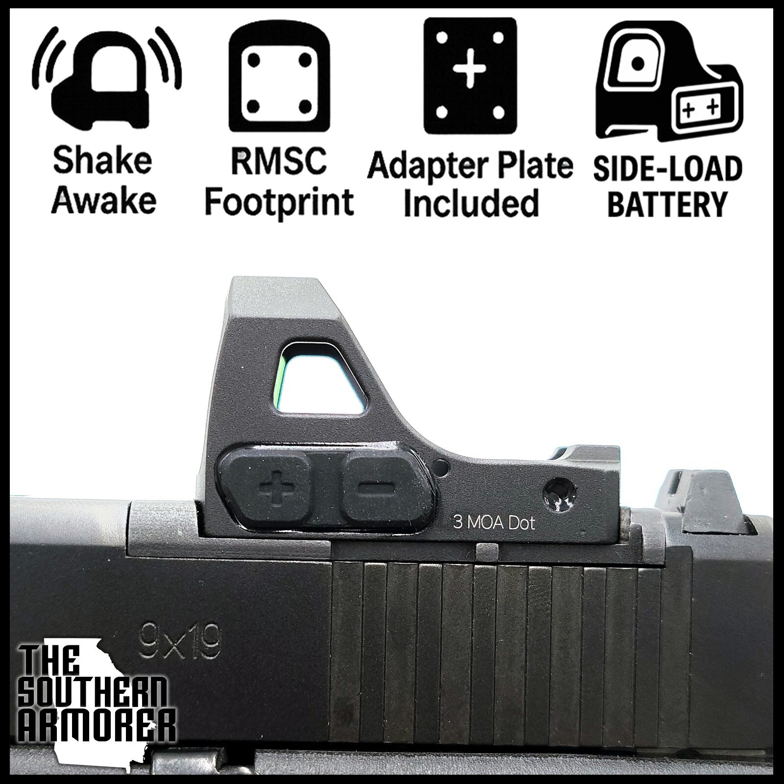 MICRO SHAKE AWAKE RED DOT FOR GLOCK® MOS 17 19 19X 23 34 40 41 45 47 49 GEN 5