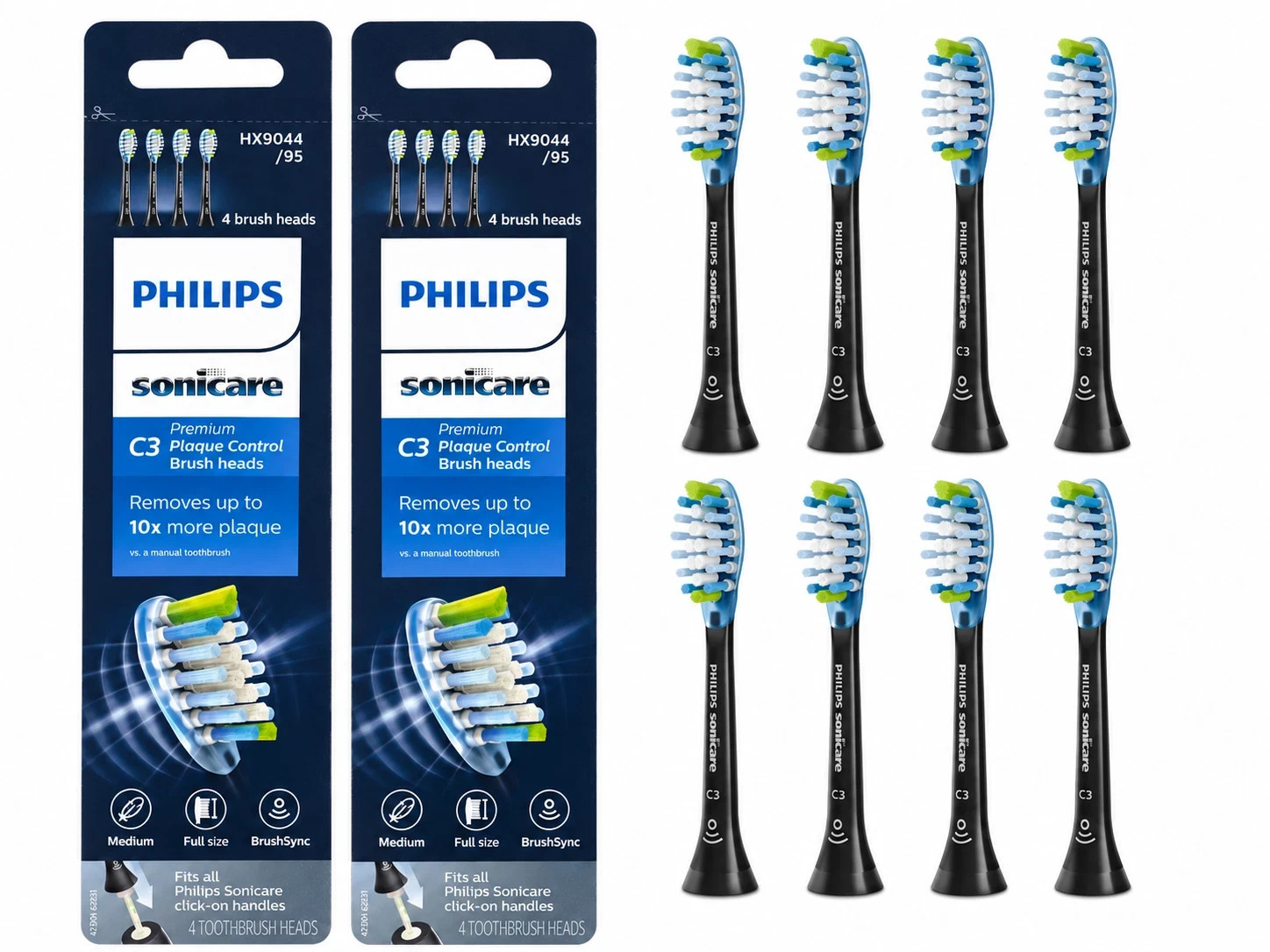 8-Pack New Seal Philip C3 Premium Plaque Control Brush Heads C3-Black-HX9044/33 8-Pack New Seal Philip C3 Premium Plaque Control Brush Heads C3-Black-HX9044/33