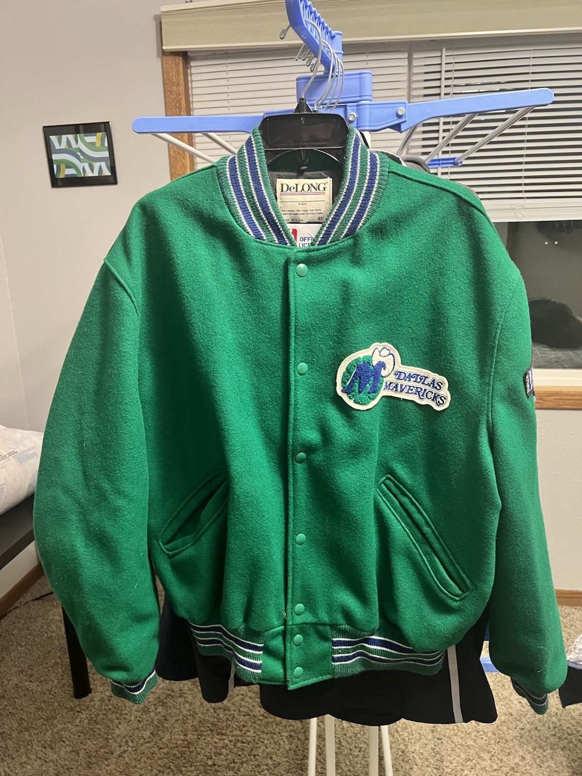 Dallas Mavericks Vintage Bomber Jacket Size 46 Large/XL Retro Zip Button Up