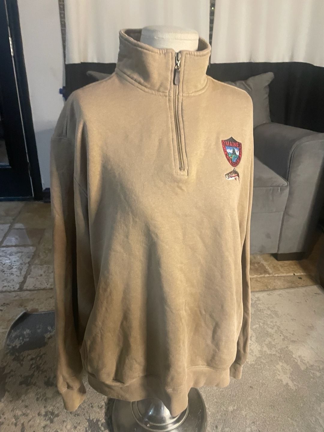 L.L.Bean Quarter-Zip Sweatshirt Size L Maine Dept of Inland Fisheries