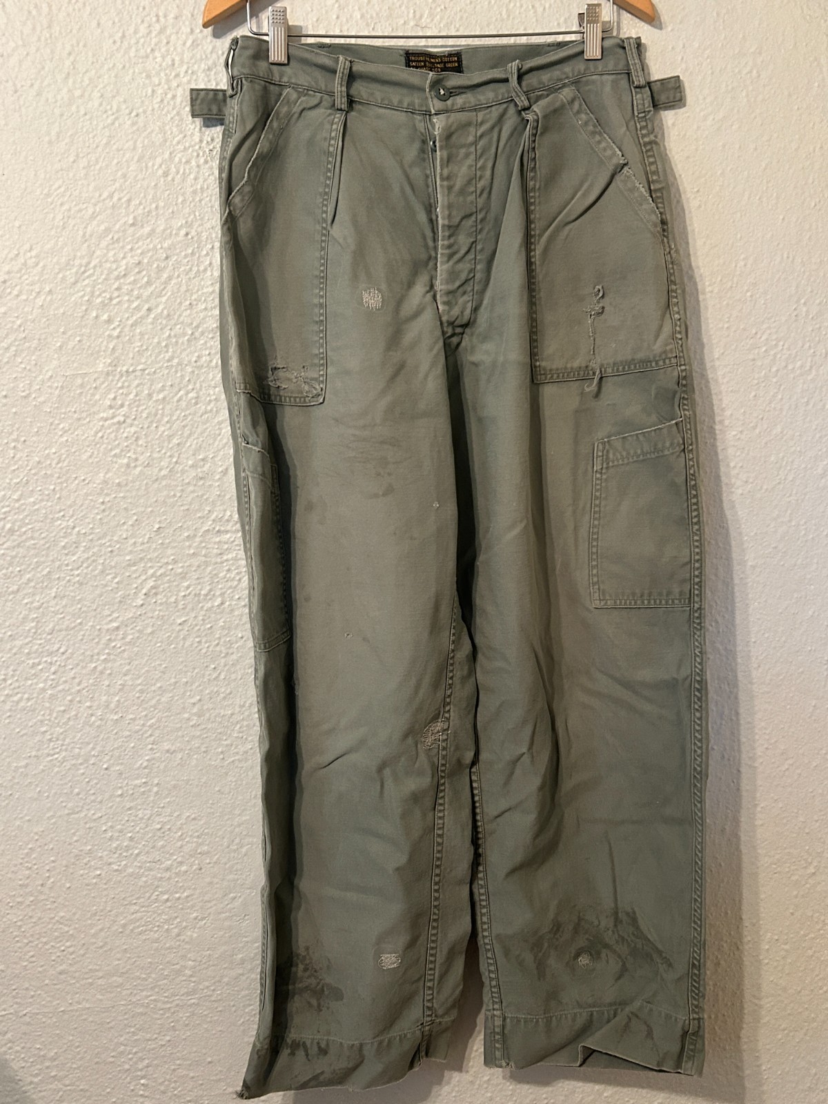 Distressed Vtg 50s USAF MIL-T-4335C Sage Green 509 Mechanic Utility Trousers 32 Distressed Vtg 50s USAF MIL-T-4335C Sage Green 509 Mechanic Utility Trousers 32