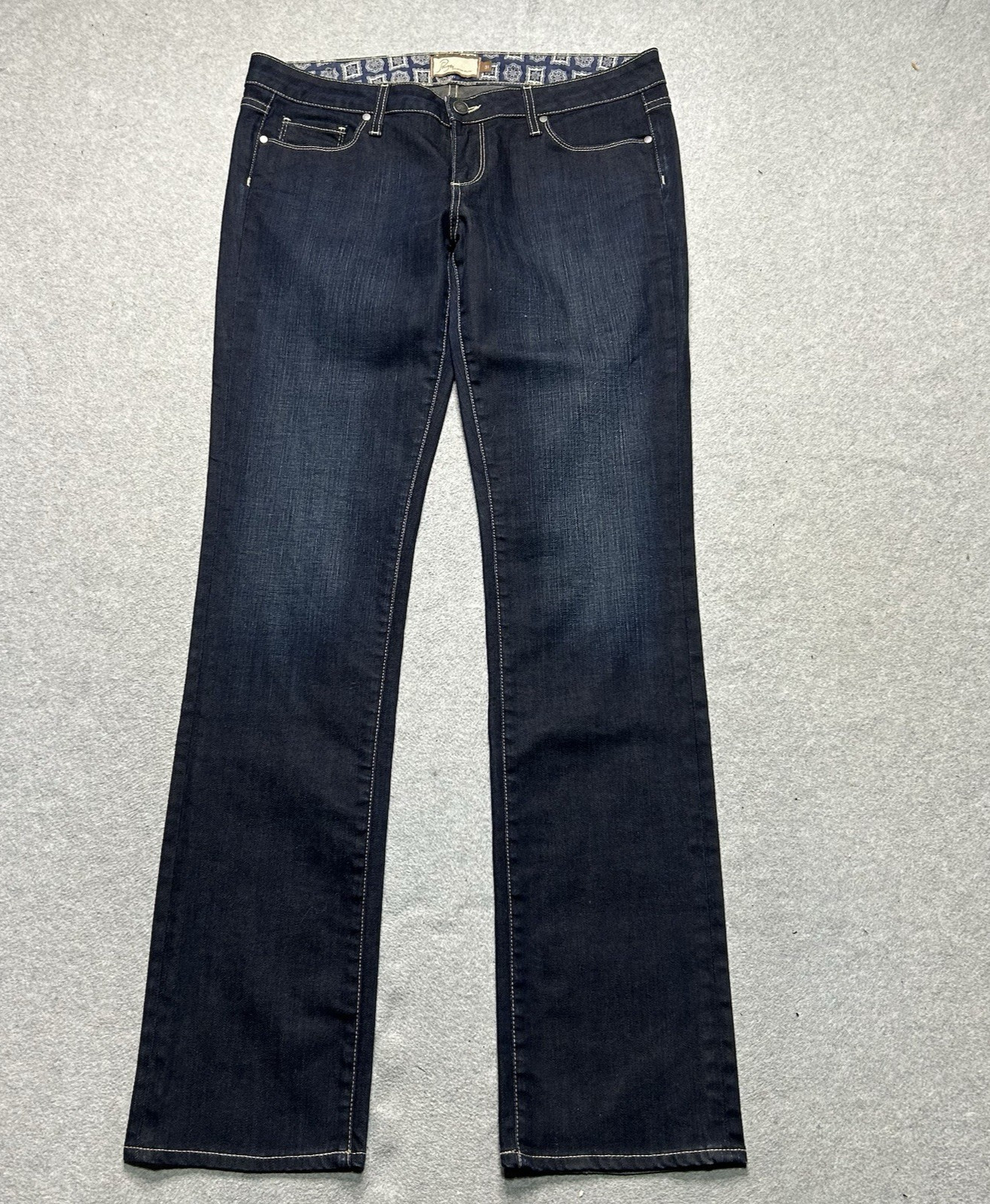 Vintage Paige Jeans Womens 31 Blue Heights Low Rise Straight Leg Y2K Dark Wash