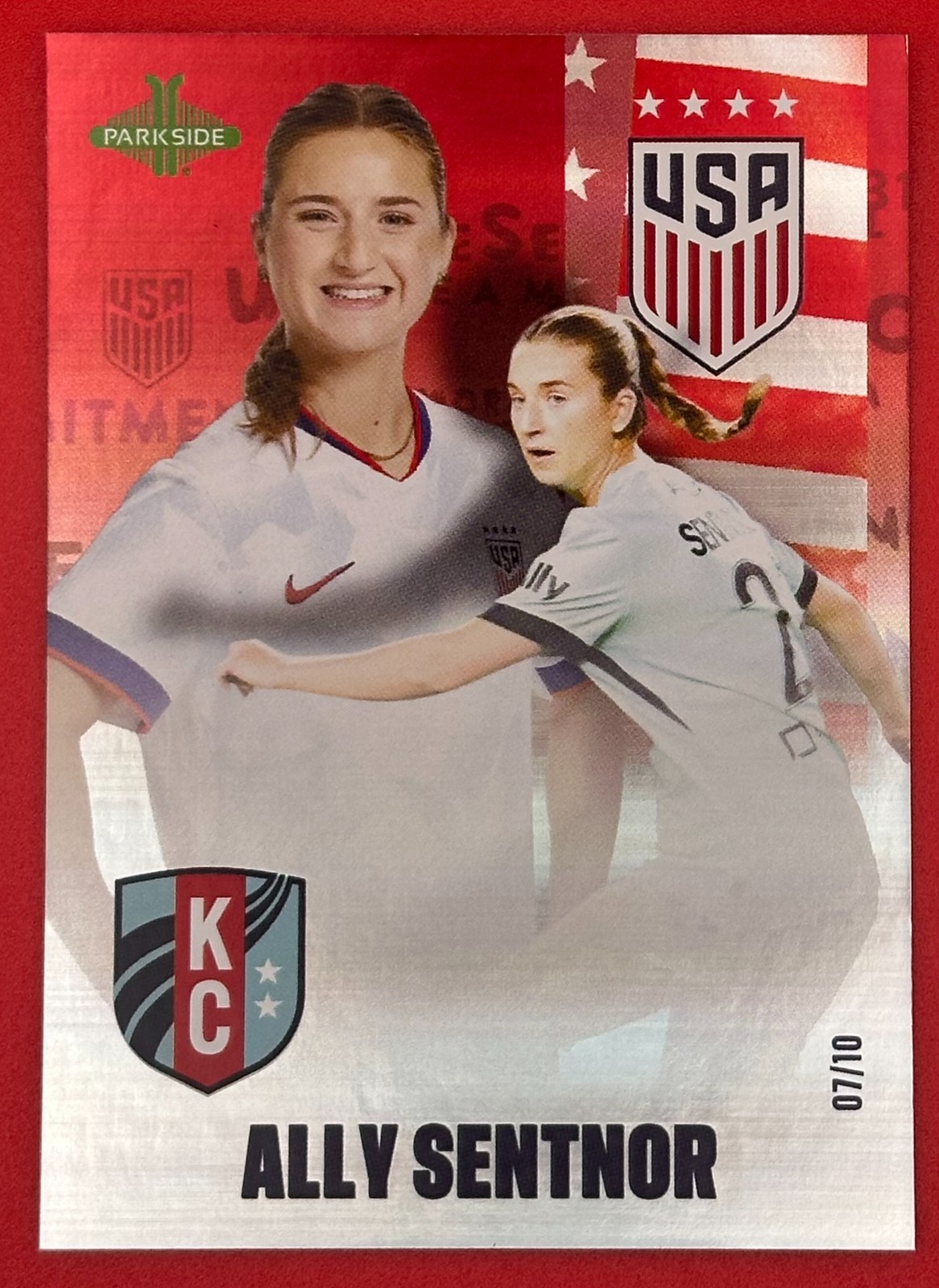 ALLY SENTNOR 2025 PARKSIDE NWSL USWNT SOCCER RED SSP PARALLEL #07/10 #11