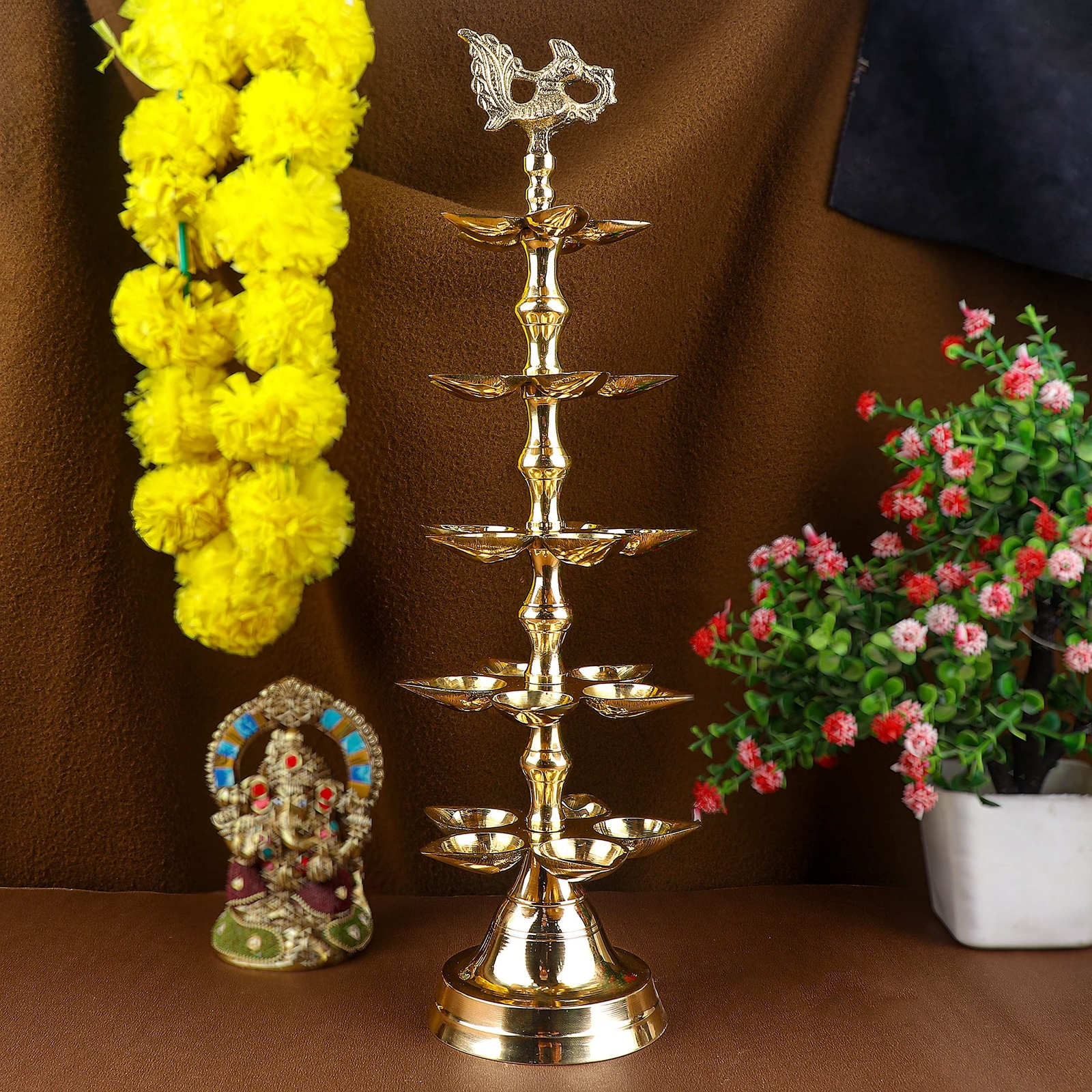 SATVIK 2 Pc Brass Panchmukhi Peacock Kerala Samai Puja Diya Kutthu Vilakku Oi... SATVIK 2 Pc Brass Panchmukhi Peacock Kerala Samai Puja Diya Kutthu Vilakku Oi...
