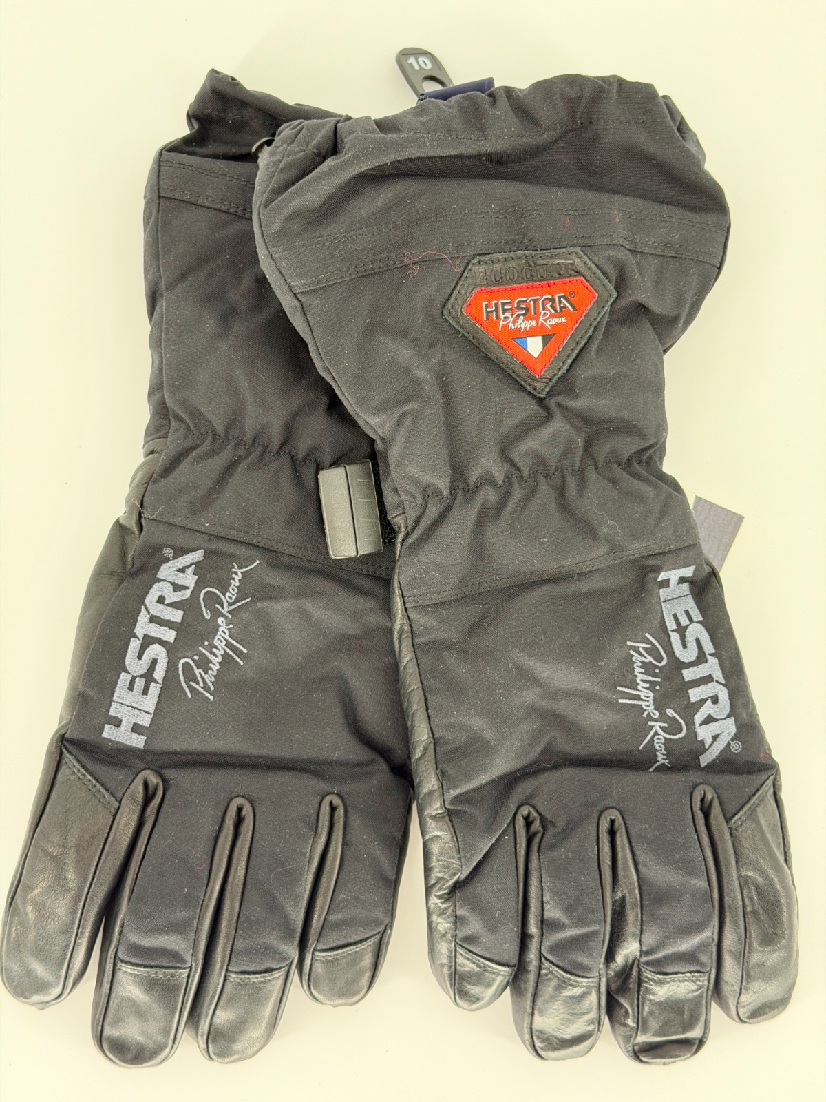 Hestra Philippe Raoux Ecocuir Ski Gloves Size 10 XL Removable Liner Black NWT