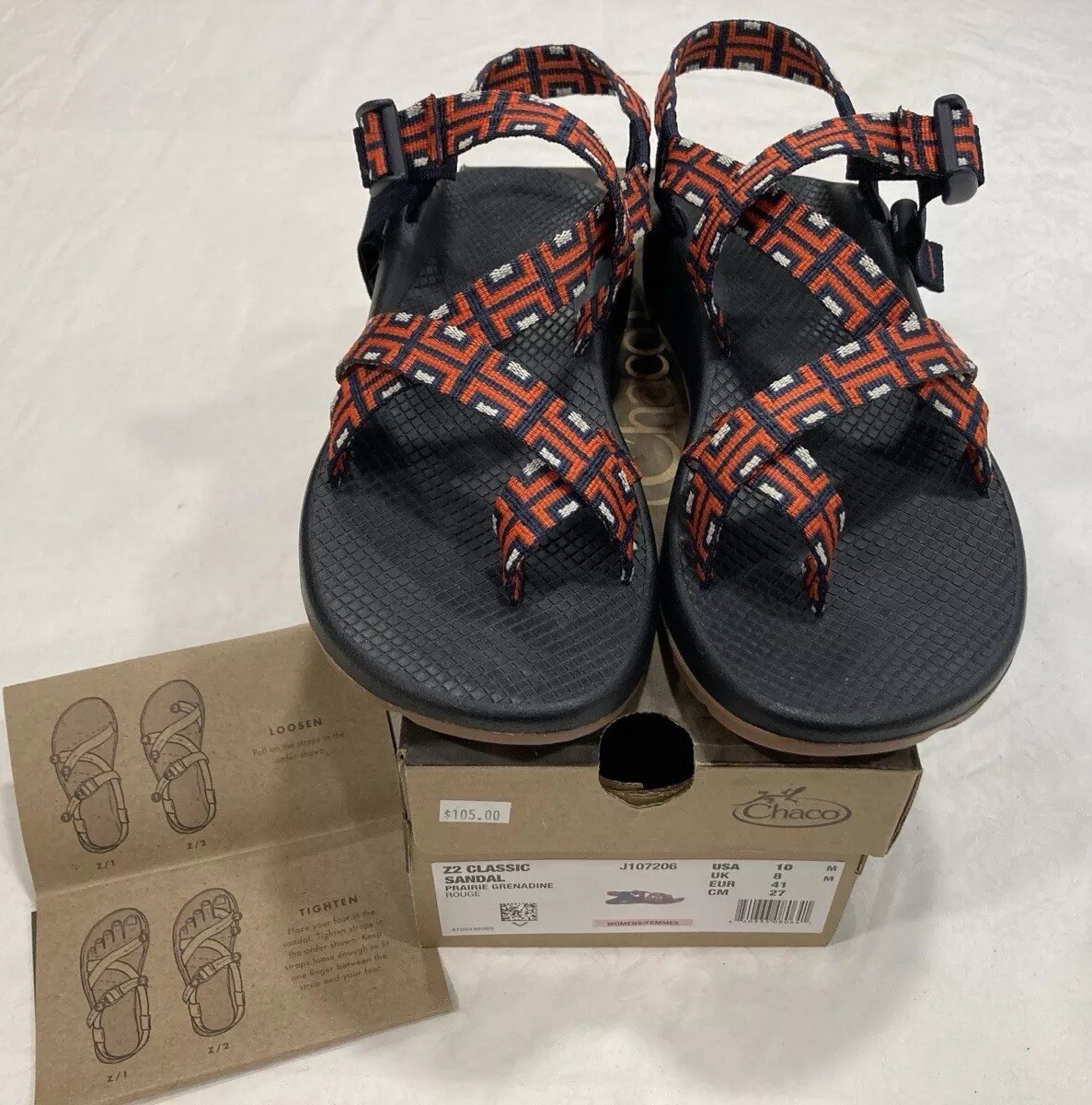 Chaco Z2 Classic In Prairie Grenadine In US Size 10—RED, WHITE, BLUE—NEW IN BOX