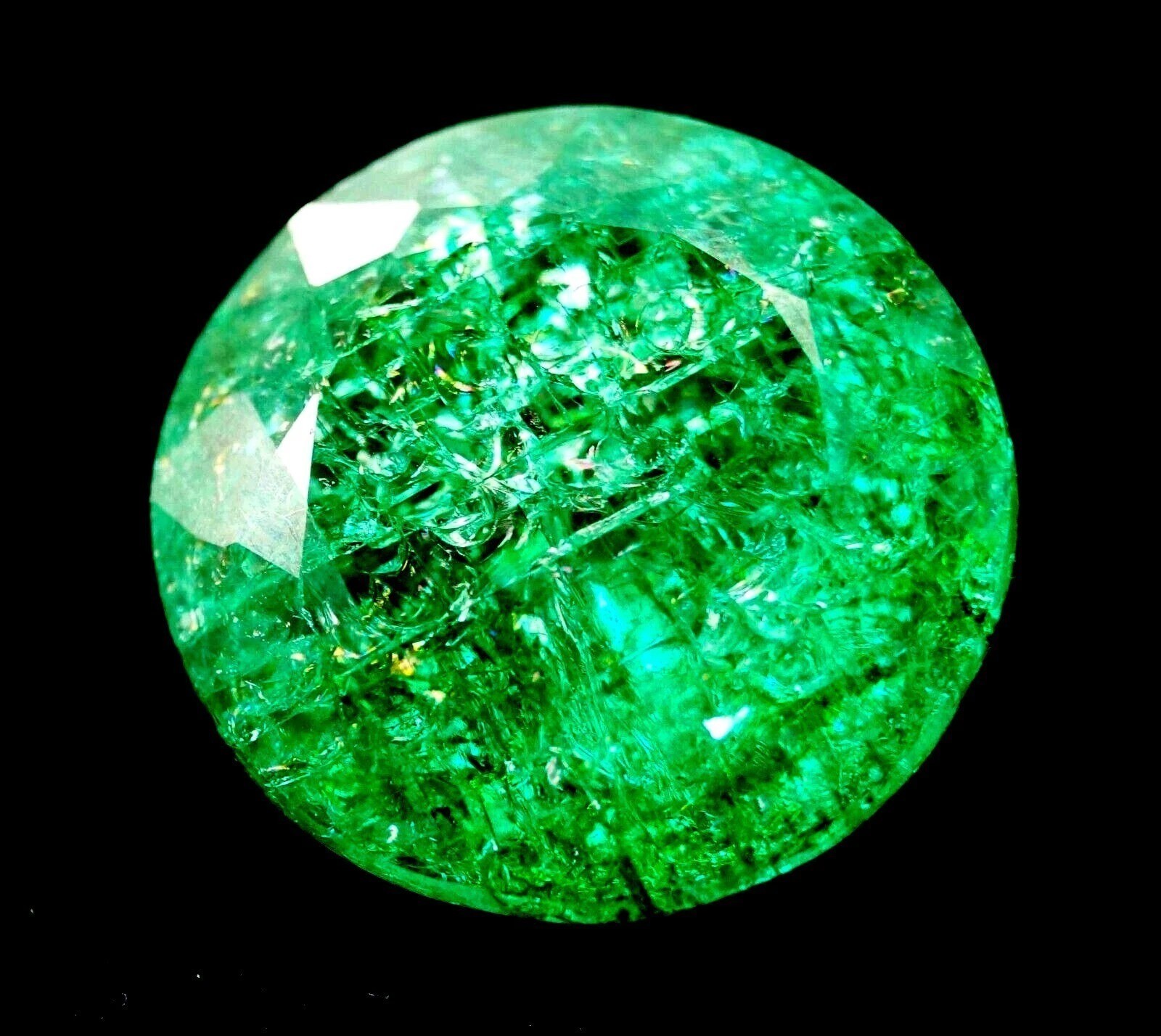 Certified Natural 10 Ct Colombian Green Emerald Round Cut Loose Gemstone