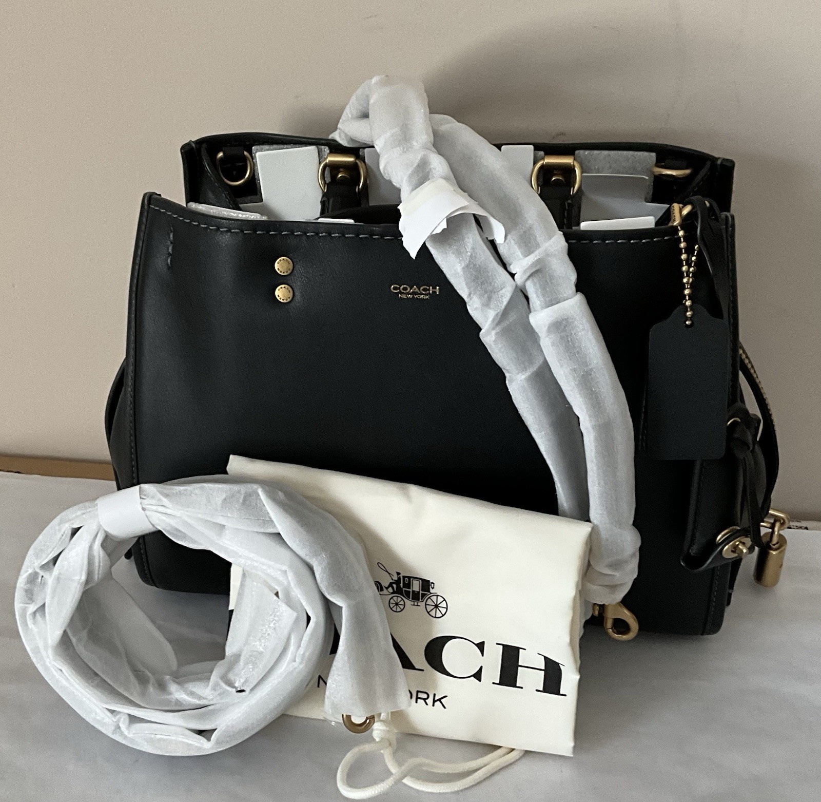 Coach Rogue Bag 31 Black Leather With Brass Hardware | Brand New