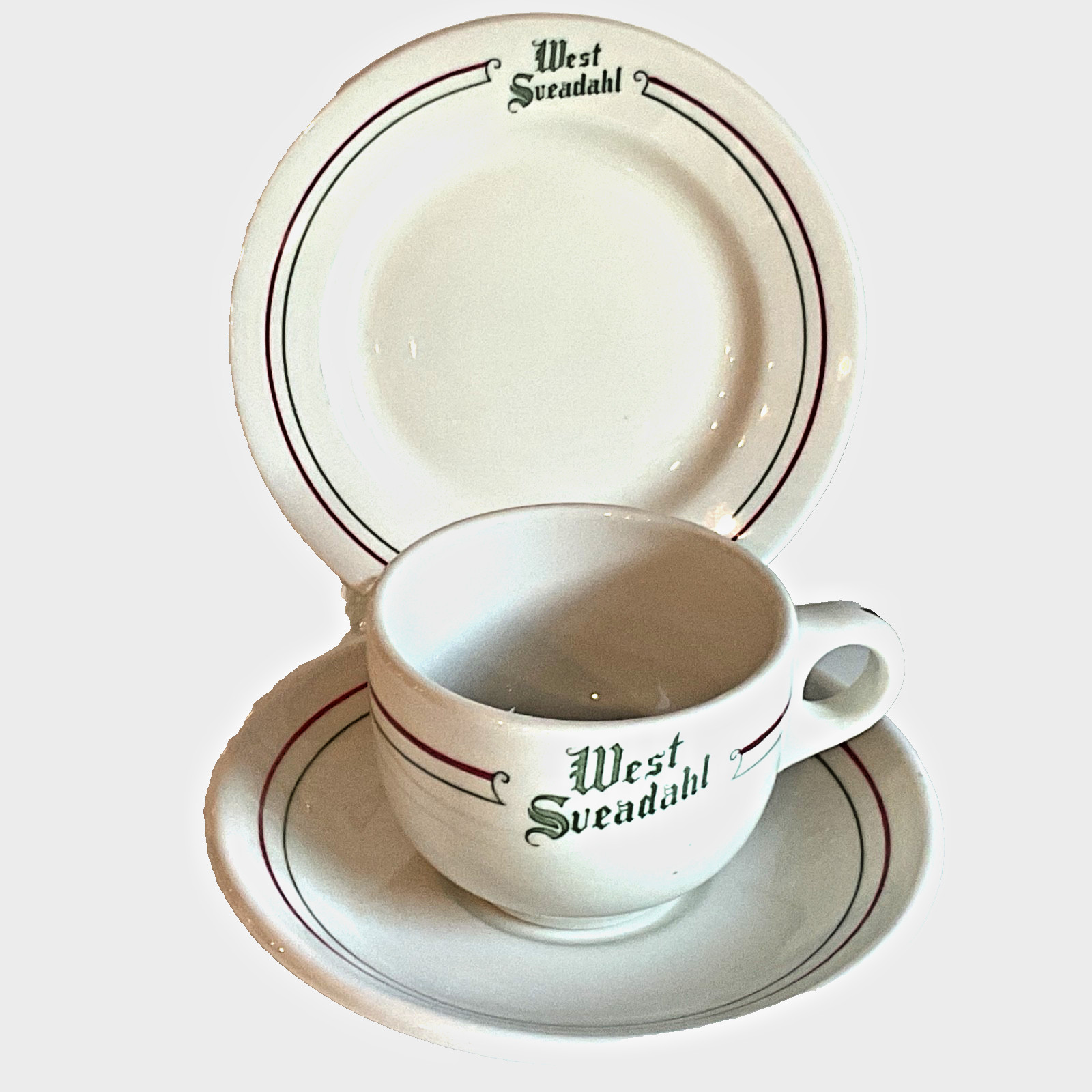 VTG Mayer China 1930-1940’s Restaurant Ware West Sveadahl MN Cup & Saucer Plate VTG Mayer China 1930-1940’s Restaurant Ware West Sveadahl MN Cup & Saucer Plate