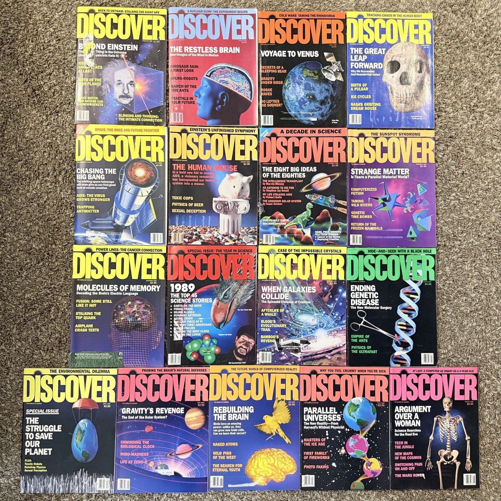 Discover Magazine Lot 17 Issues 1989 1990 Vintage Science Einstein Space Brain