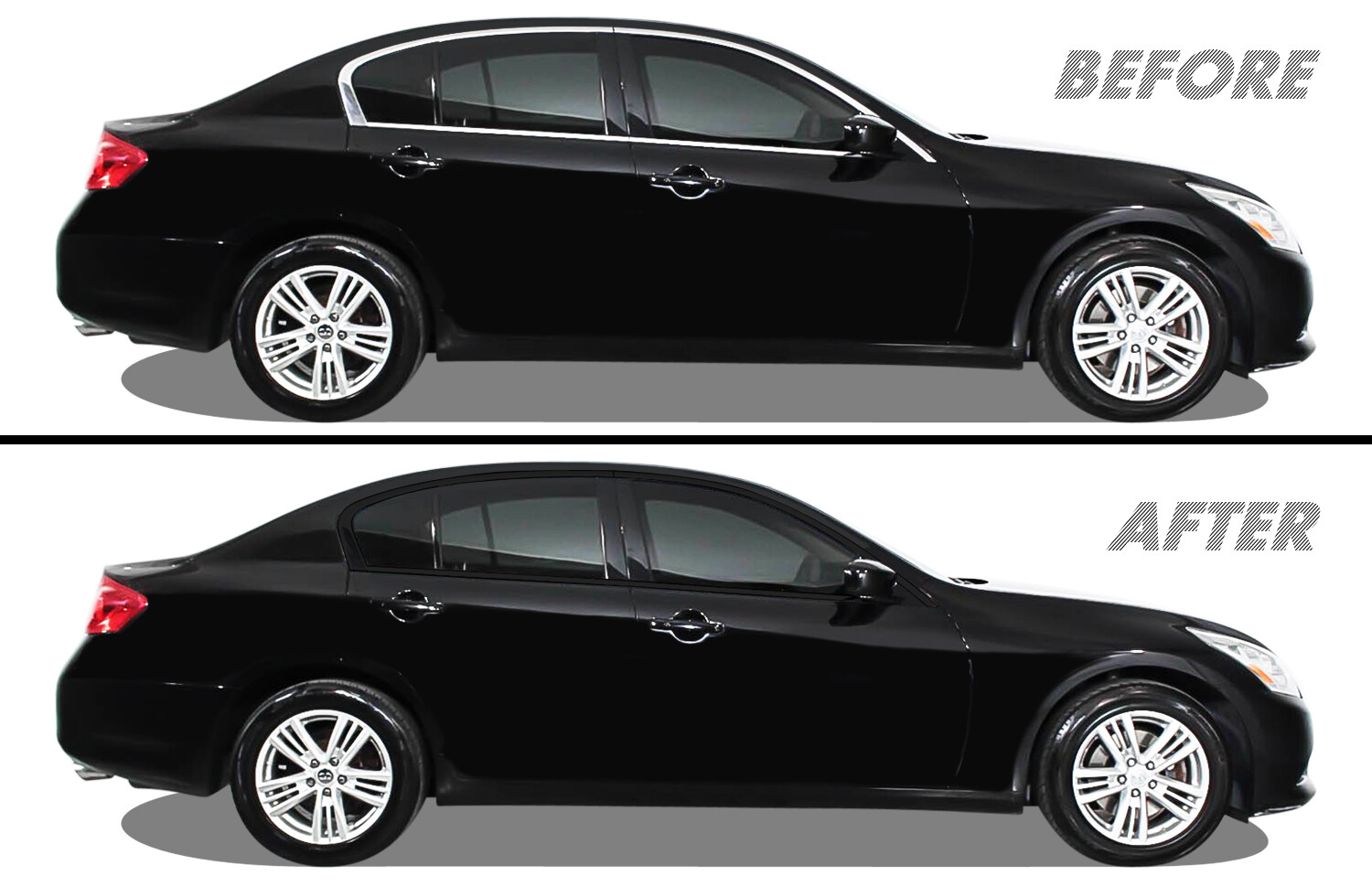 Chrome Delete Blackout Overlay for 07-15 Infiniti G35 G37 Q40 Sedan Window Trim