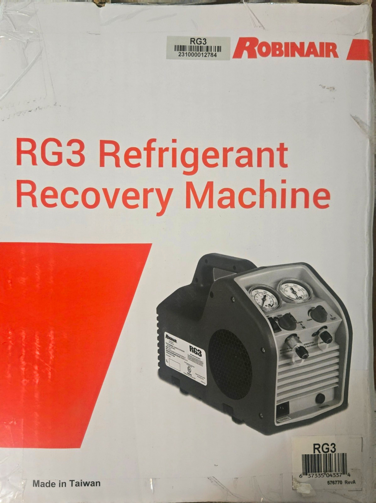 Robinair RG3 Portable Single Refrigerant Recovery Machine